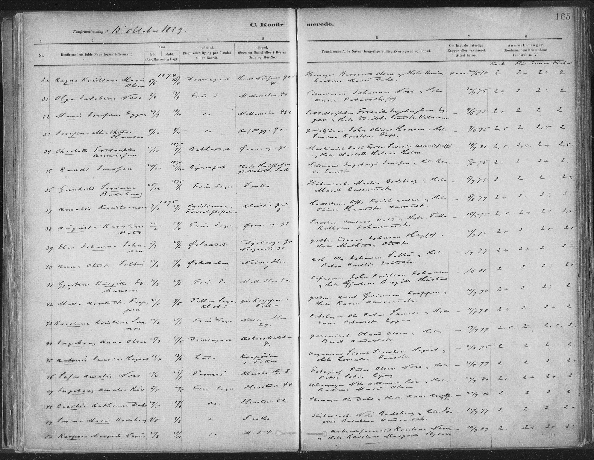 Ministerialprotokoller, klokkerbøker og fødselsregistre - Sør-Trøndelag, AV/SAT-A-1456/603/L0162: Parish register (official) no. 603A01, 1879-1895, p. 165