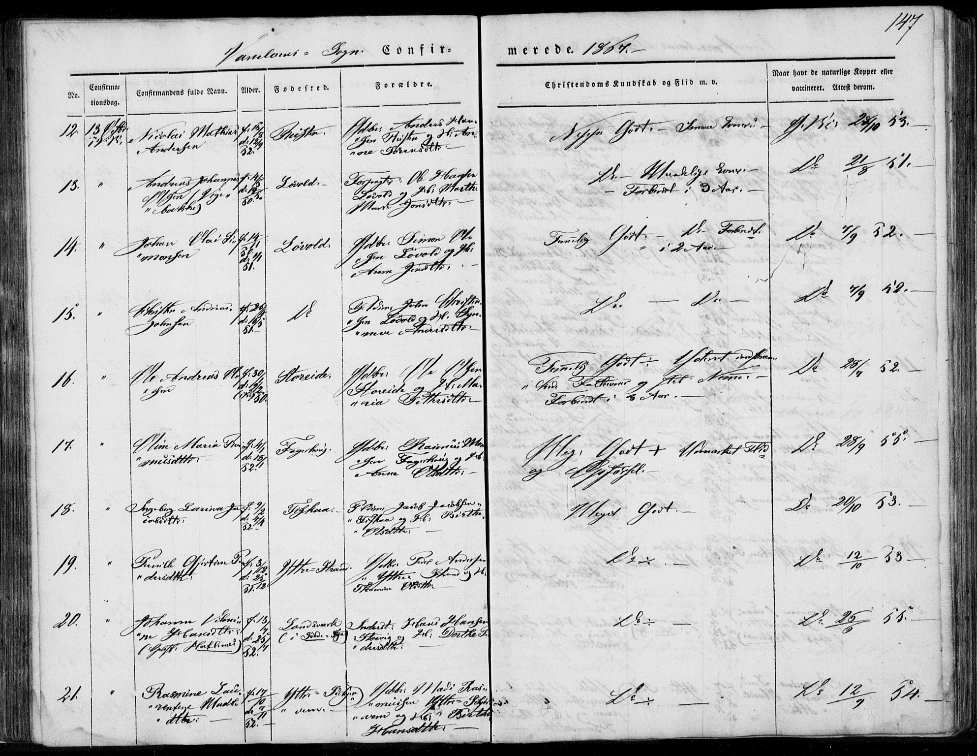 Ministerialprotokoller, klokkerbøker og fødselsregistre - Møre og Romsdal, AV/SAT-A-1454/501/L0006: Parish register (official) no. 501A06, 1844-1868, p. 147