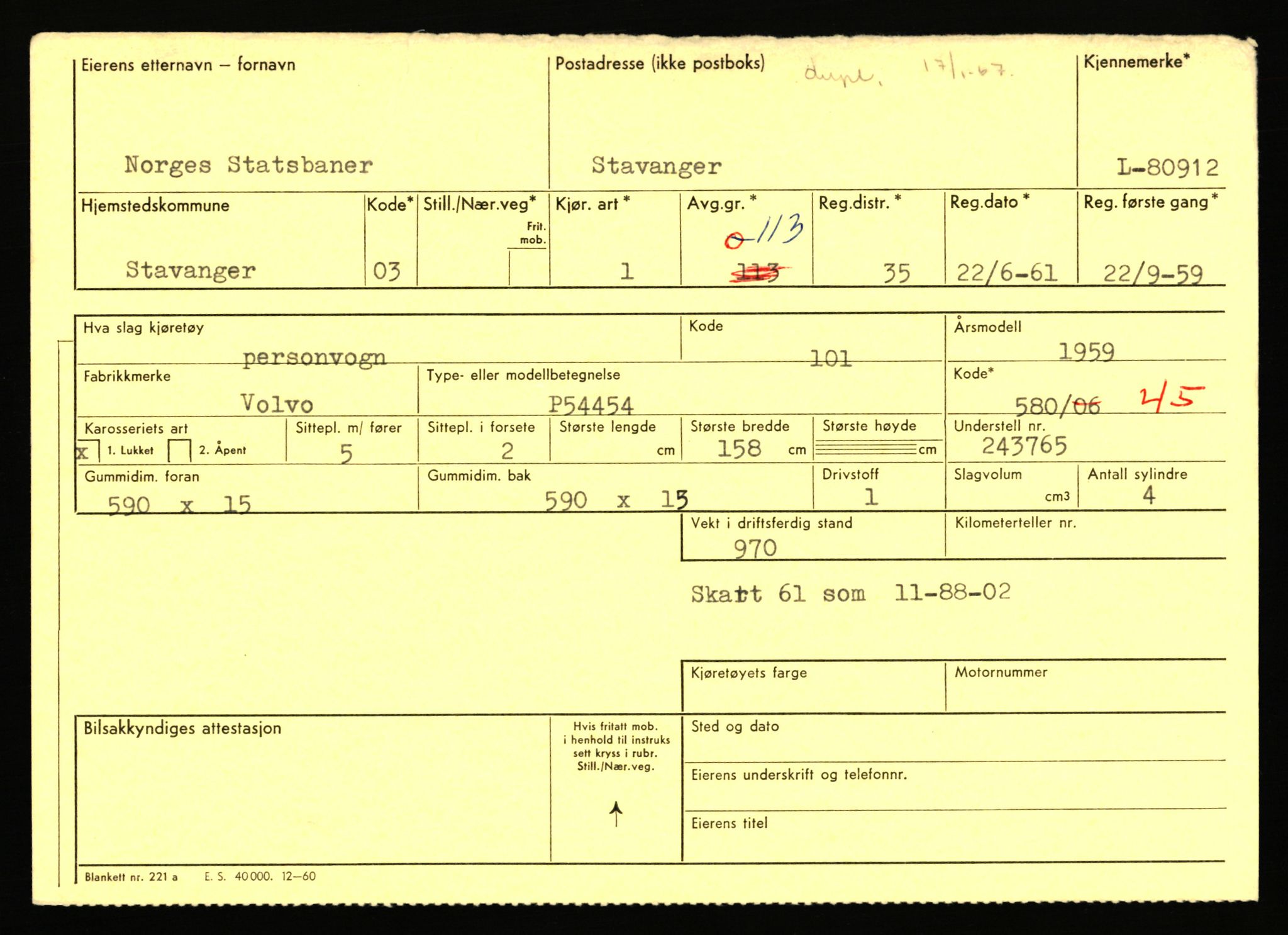 Stavanger trafikkstasjon, AV/SAST-A-101942/0/F/L0071: L-80500 - L-82199, 1930-1971, p. 719