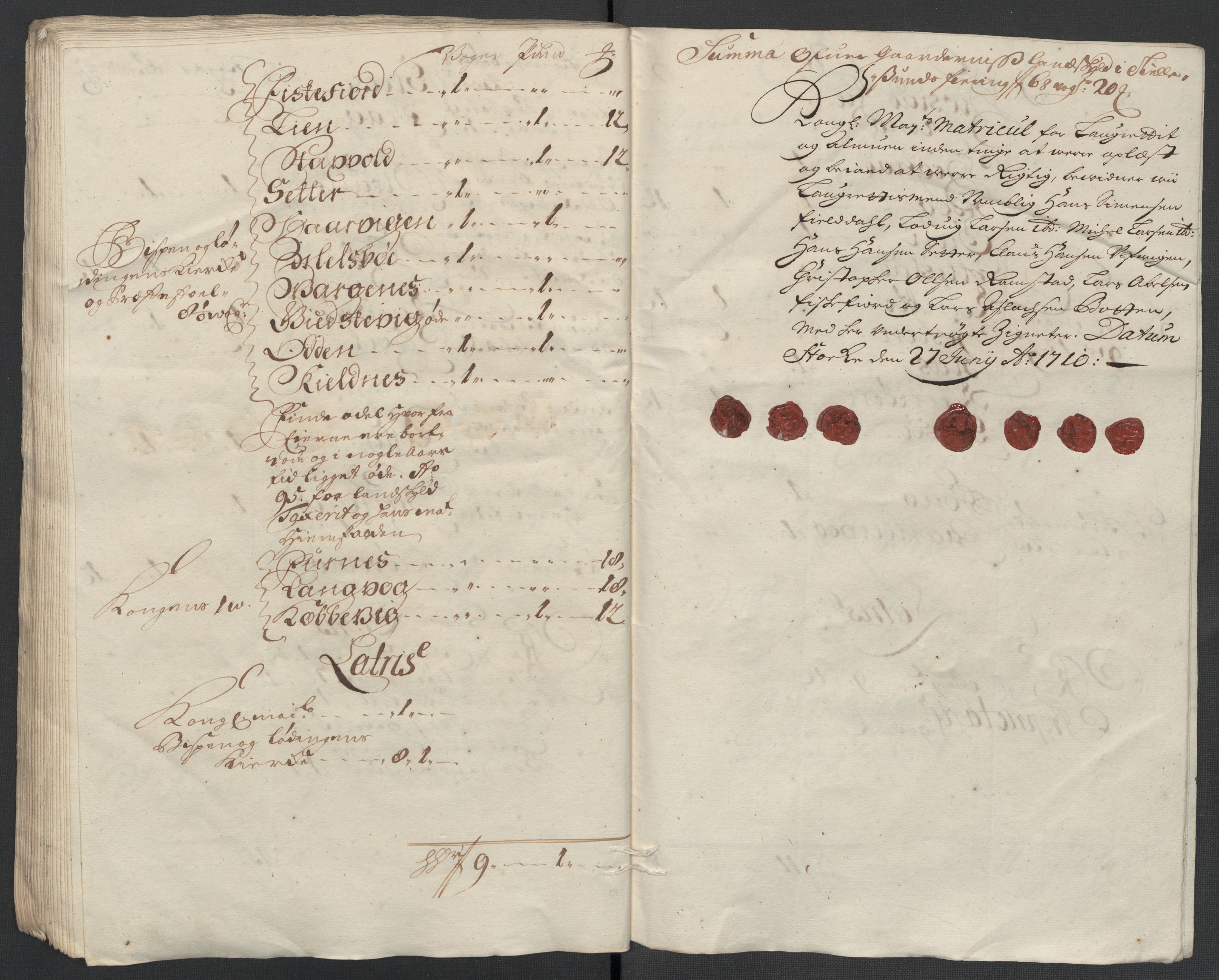 Rentekammeret inntil 1814, Reviderte regnskaper, Fogderegnskap, RA/EA-4092/R66/L4581: Fogderegnskap Salten, 1707-1710, p. 444