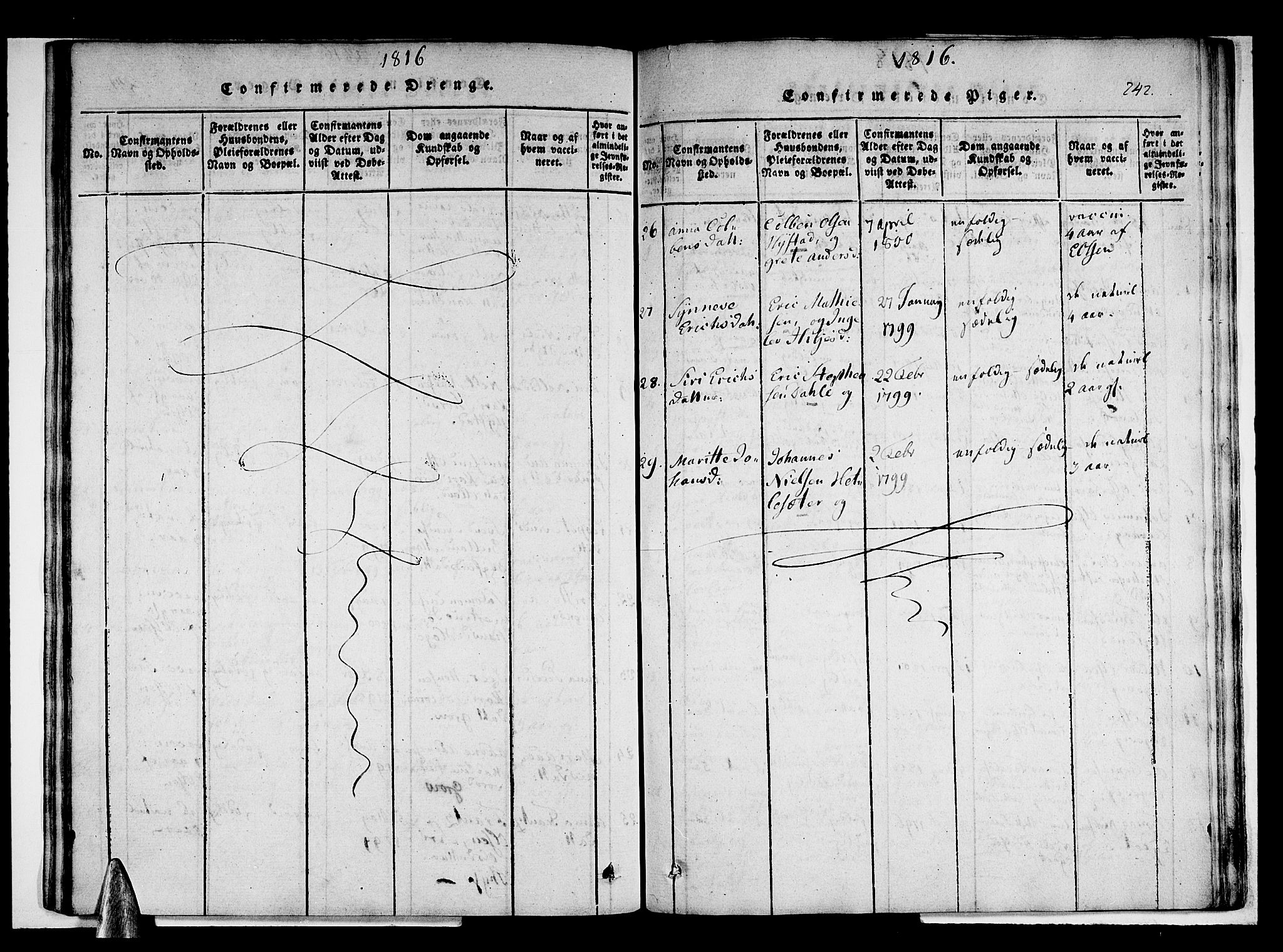 Stord sokneprestembete, AV/SAB-A-78201/H/Haa: Parish register (official) no. A 5, 1816-1825, p. 242