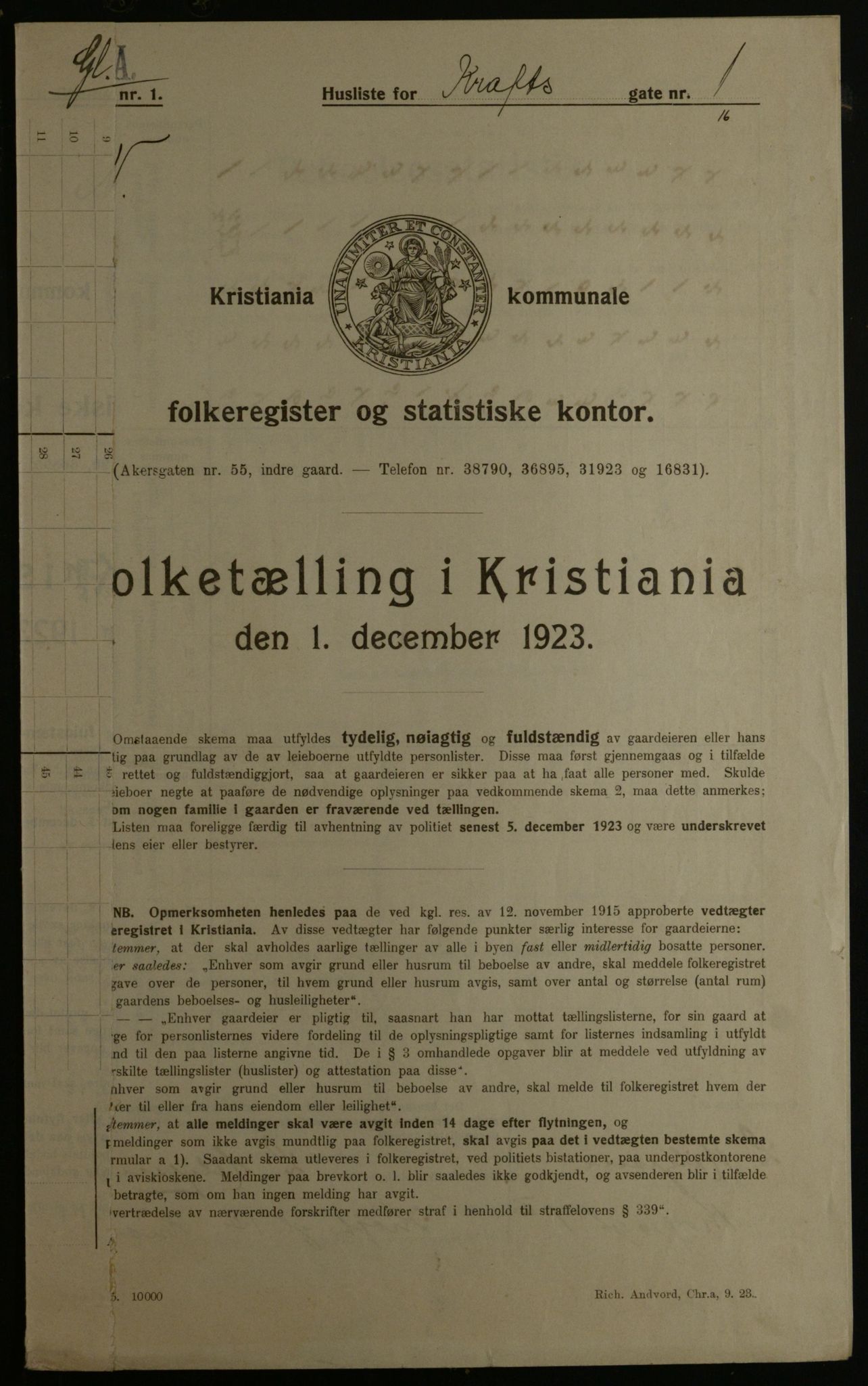 OBA, Municipal Census 1923 for Kristiania, 1923, p. 60293