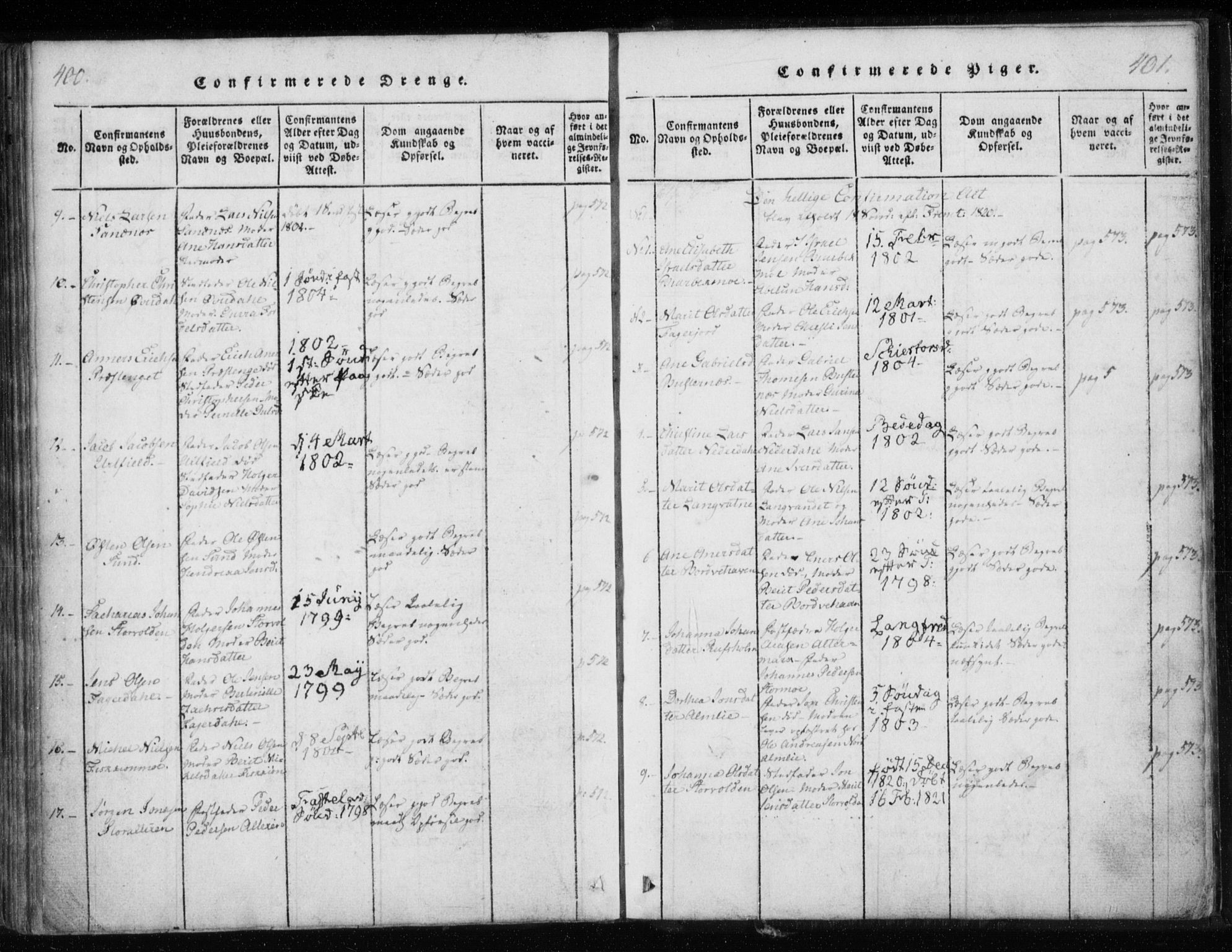 Ministerialprotokoller, klokkerbøker og fødselsregistre - Nordland, AV/SAT-A-1459/825/L0353: Parish register (official) no. 825A07, 1820-1826, p. 400-401