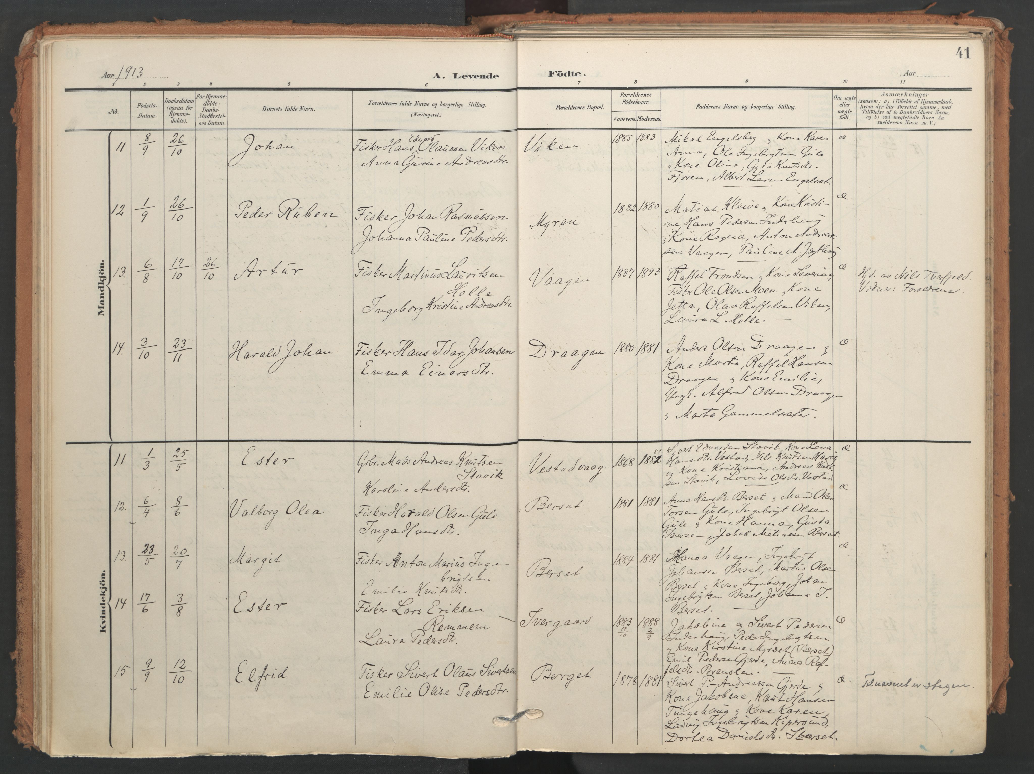 Ministerialprotokoller, klokkerbøker og fødselsregistre - Møre og Romsdal, SAT/A-1454/566/L0771: Parish register (official) no. 566A10, 1904-1929, p. 41