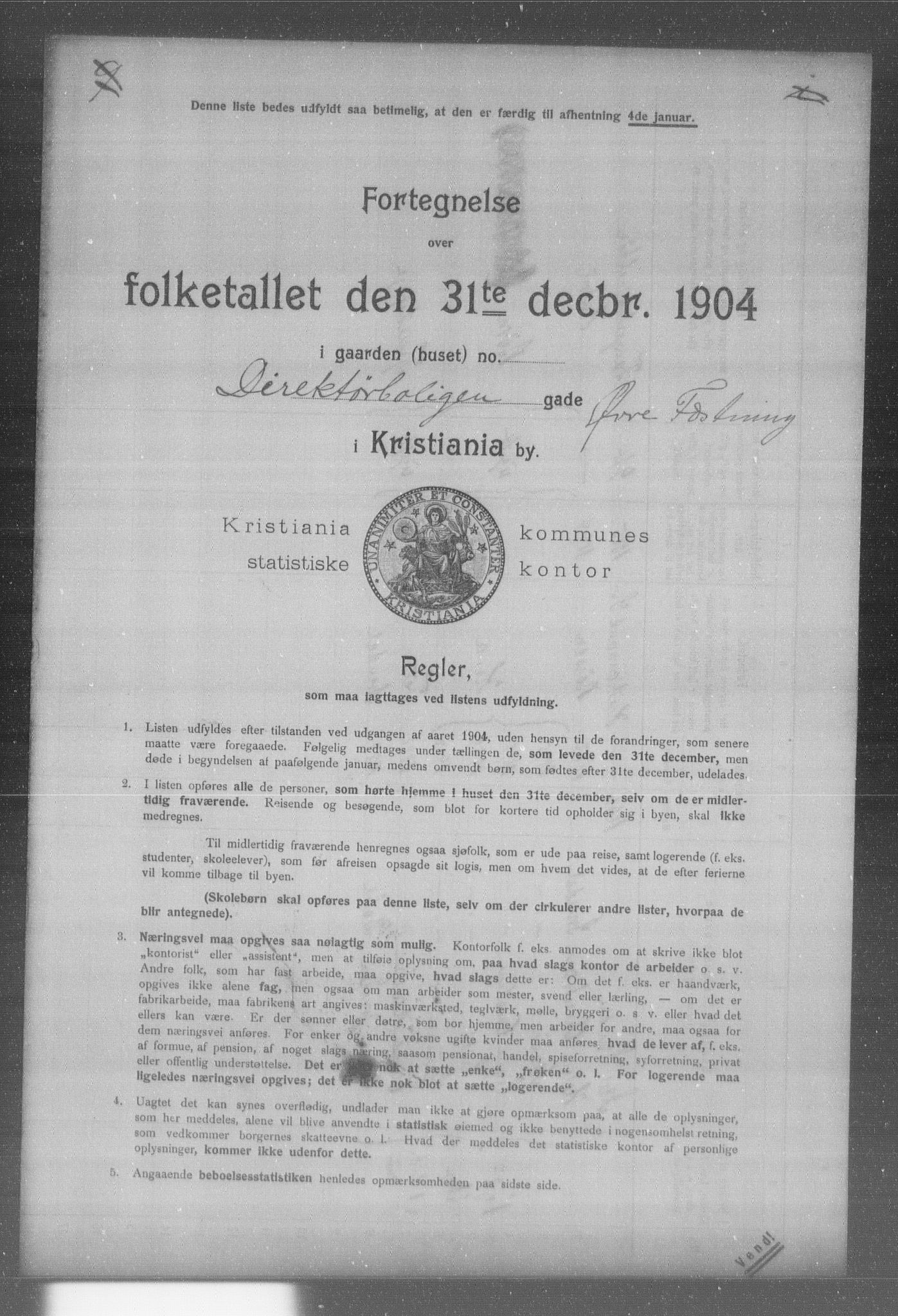 OBA, Municipal Census 1904 for Kristiania, 1904, p. 227