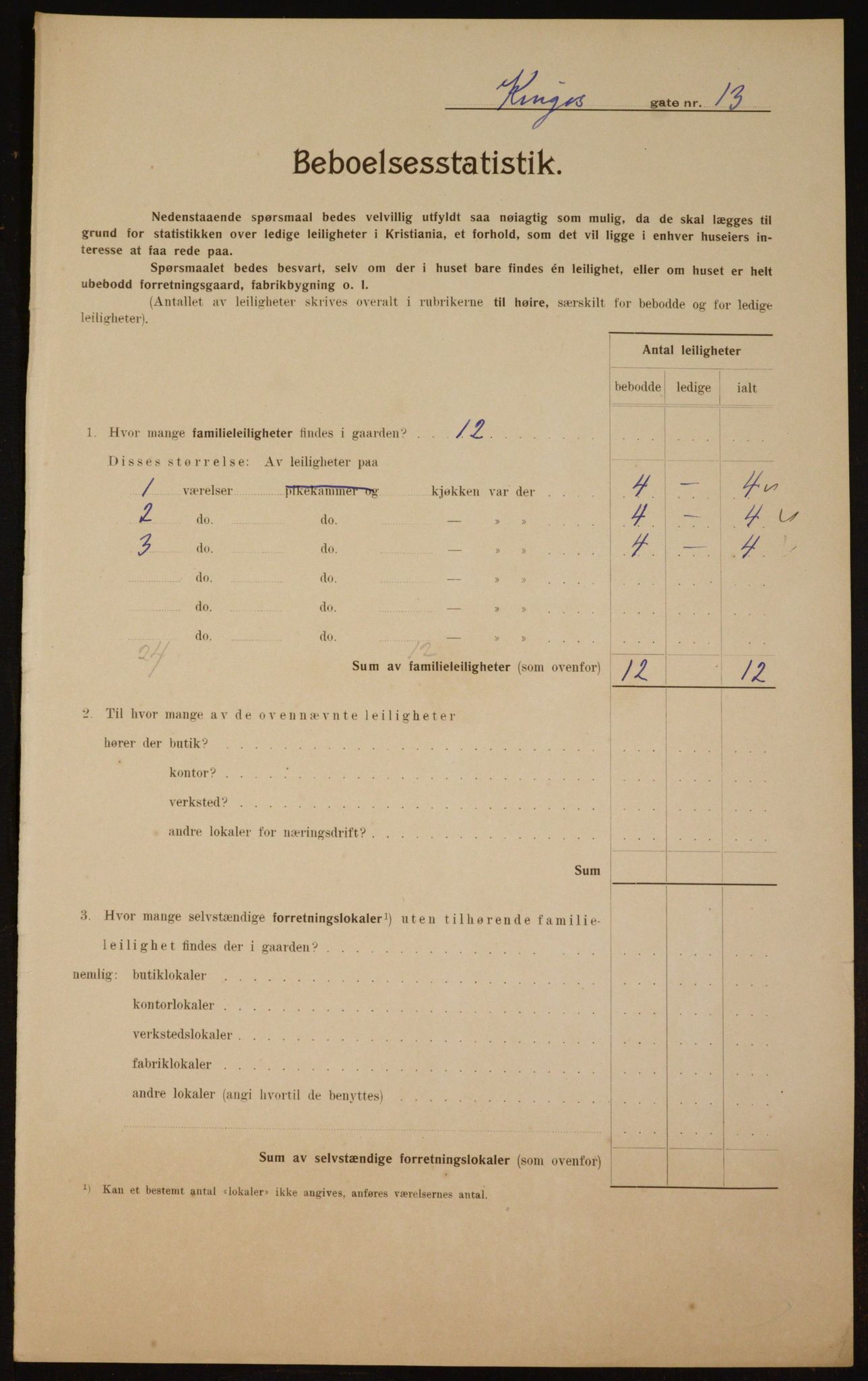 OBA, Municipal Census 1910 for Kristiania, 1910, p. 48184