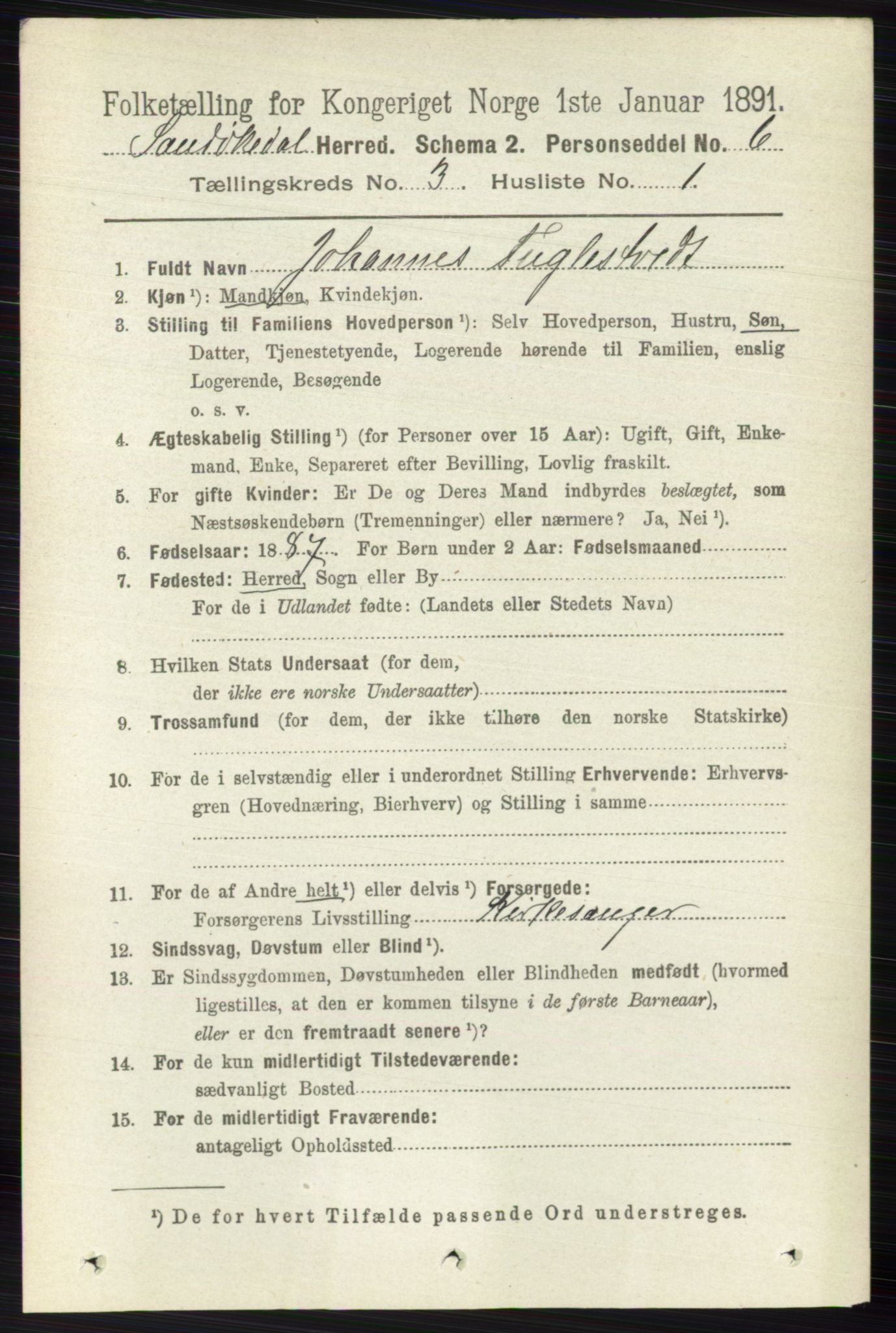 RA, 1891 census for 0816 Sannidal, 1891, p. 797