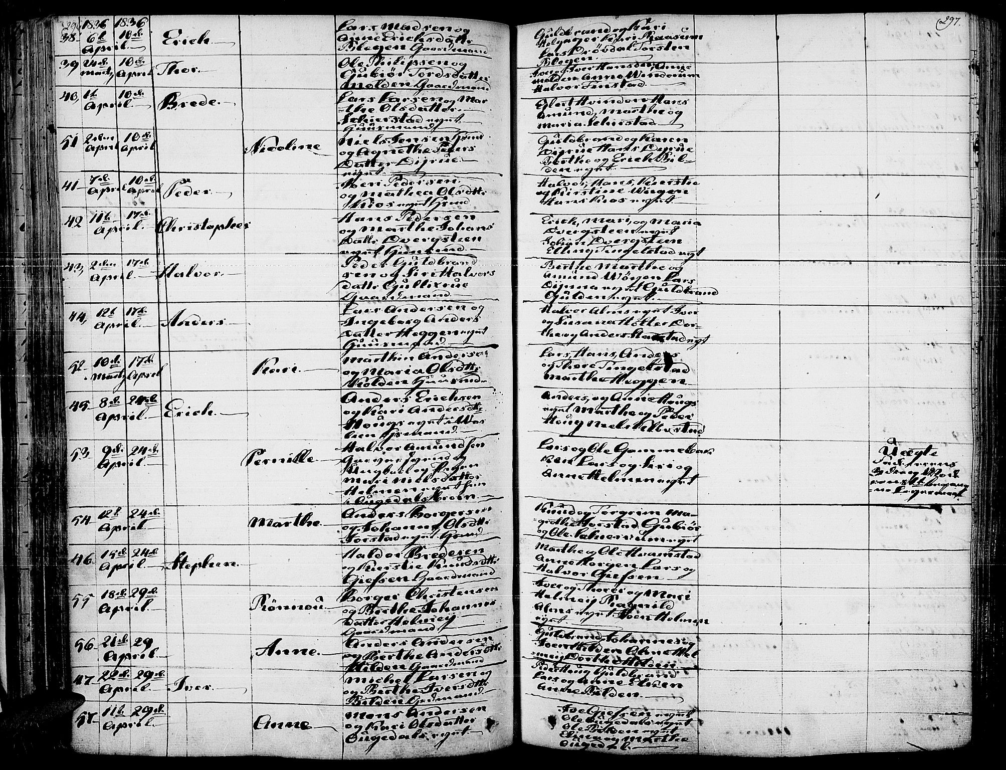 Gran prestekontor, AV/SAH-PREST-112/H/Ha/Haa/L0010: Parish register (official) no. 10, 1824-1842, p. 296-297