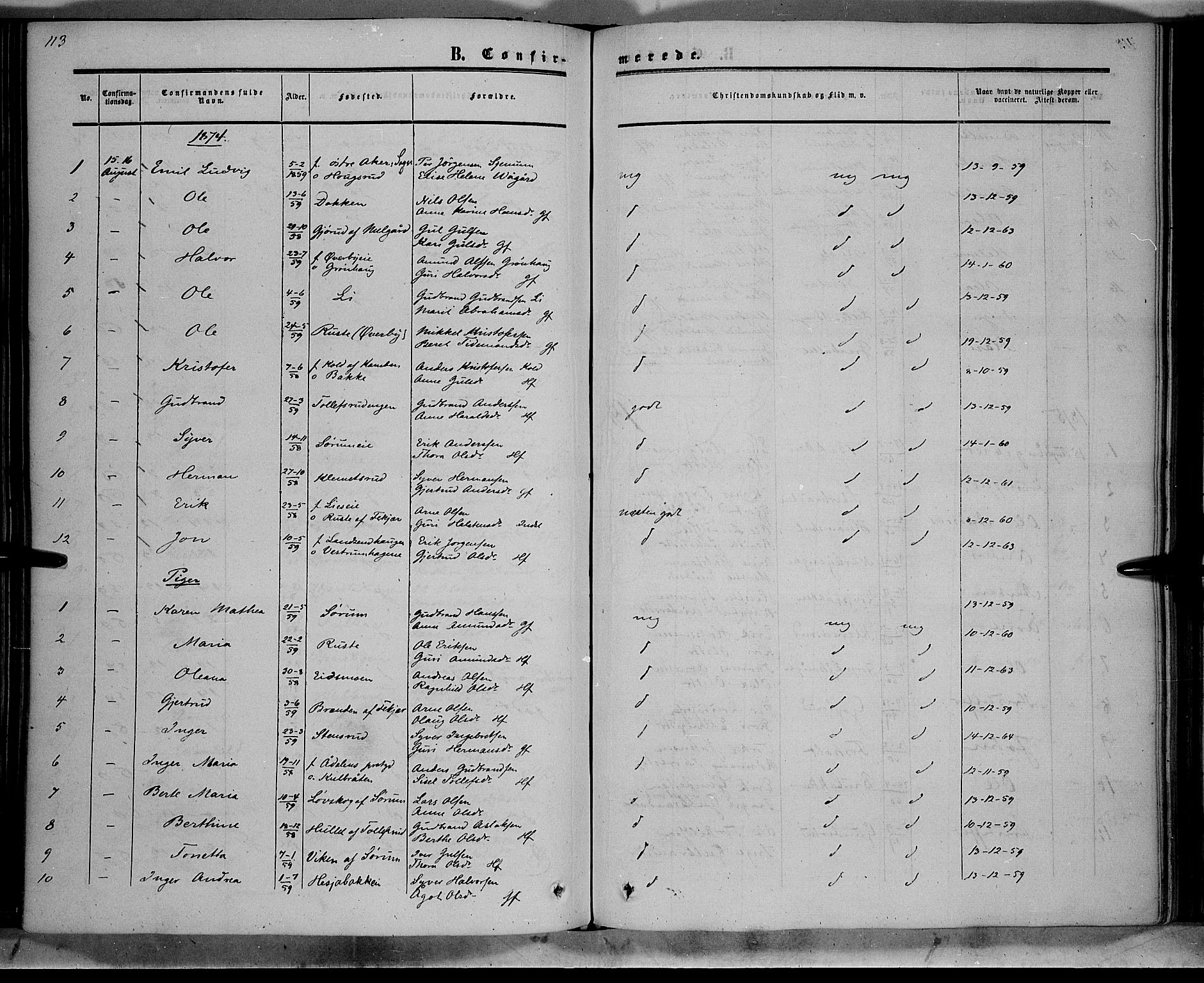 Sør-Aurdal prestekontor, SAH/PREST-128/H/Ha/Haa/L0007: Parish register (official) no. 7, 1849-1876, p. 113