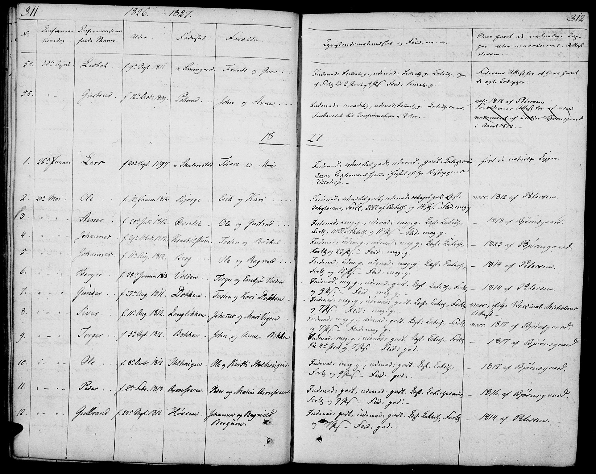 Øyer prestekontor, SAH/PREST-084/H/Ha/Haa/L0004: Parish register (official) no. 4, 1824-1841, p. 311-312