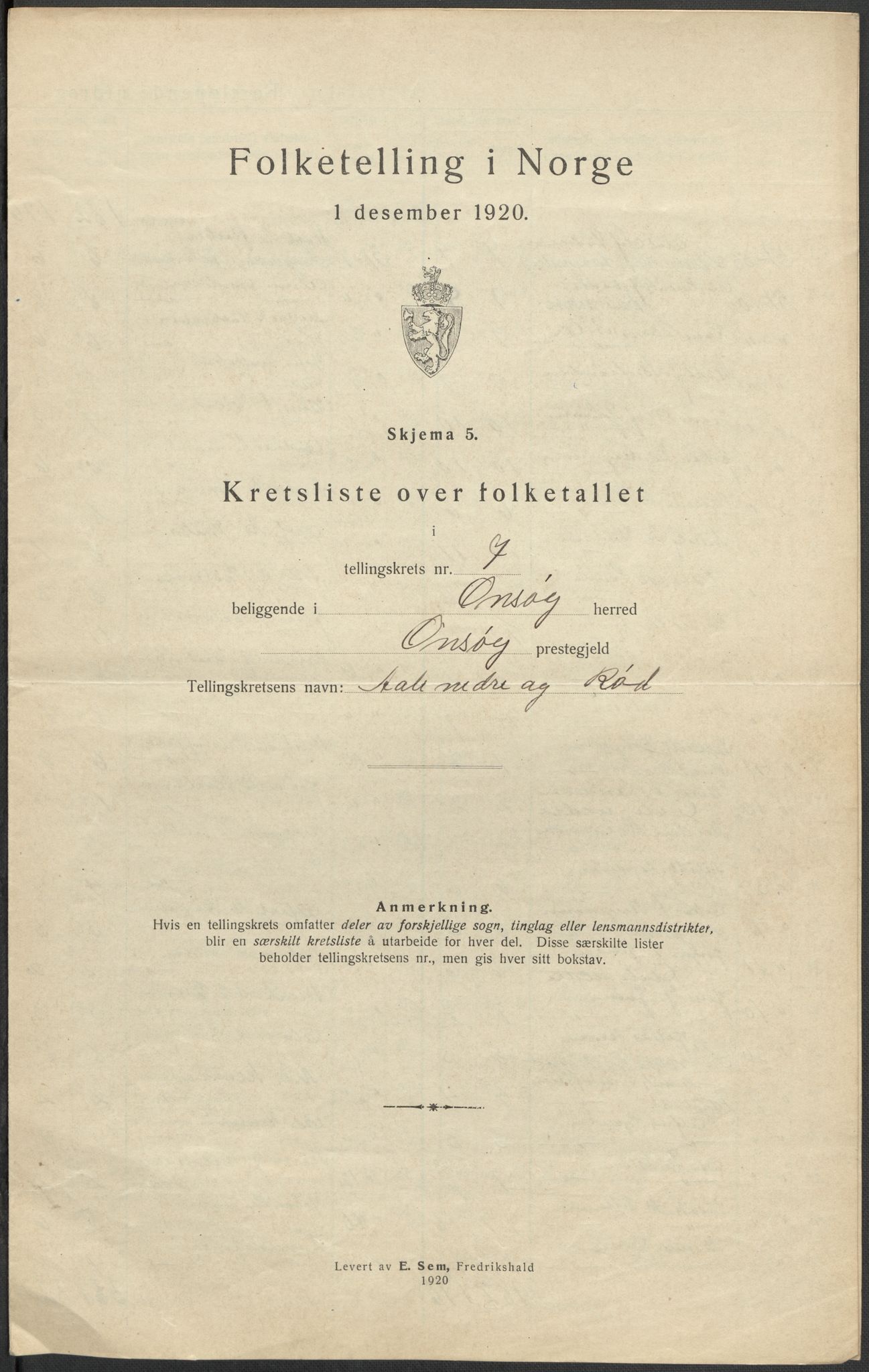 SAO, 1920 census for Onsøy, 1920, p. 29