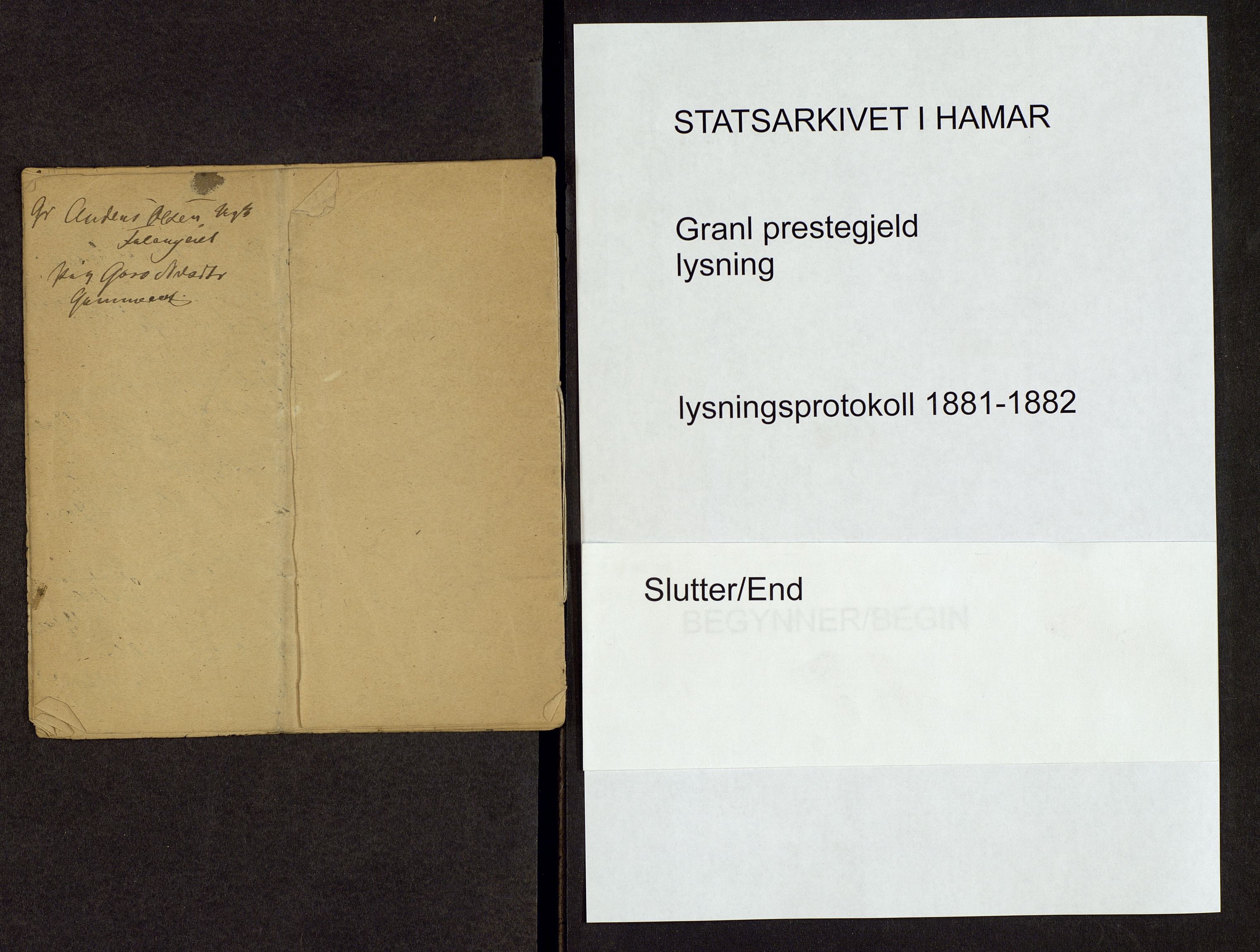 Gran prestekontor, SAH/PREST-112/I/Ie: Banns register no. -, 1881-1882