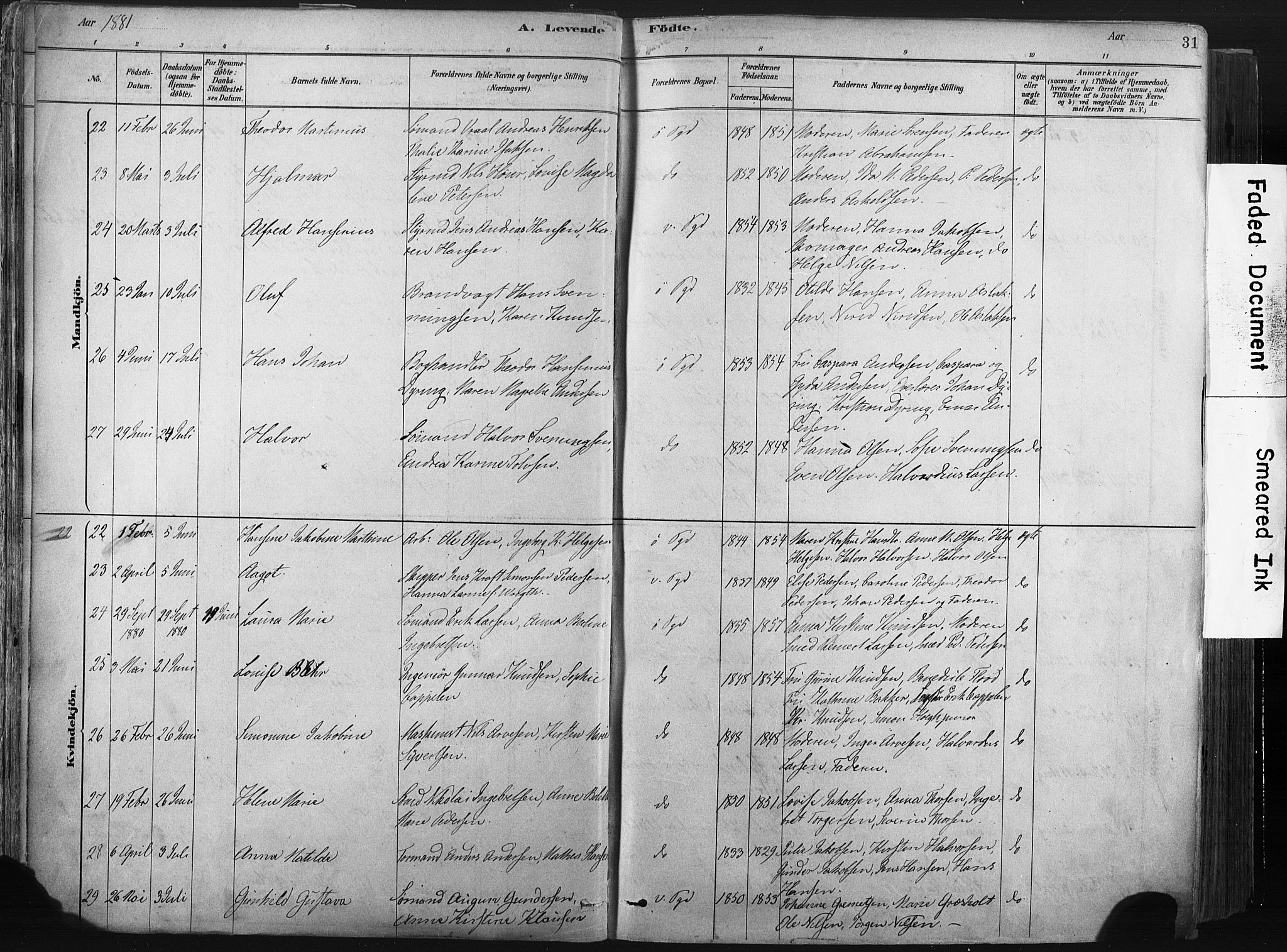 Porsgrunn kirkebøker , SAKO/A-104/F/Fa/L0008: Parish register (official) no. 8, 1878-1895, p. 31