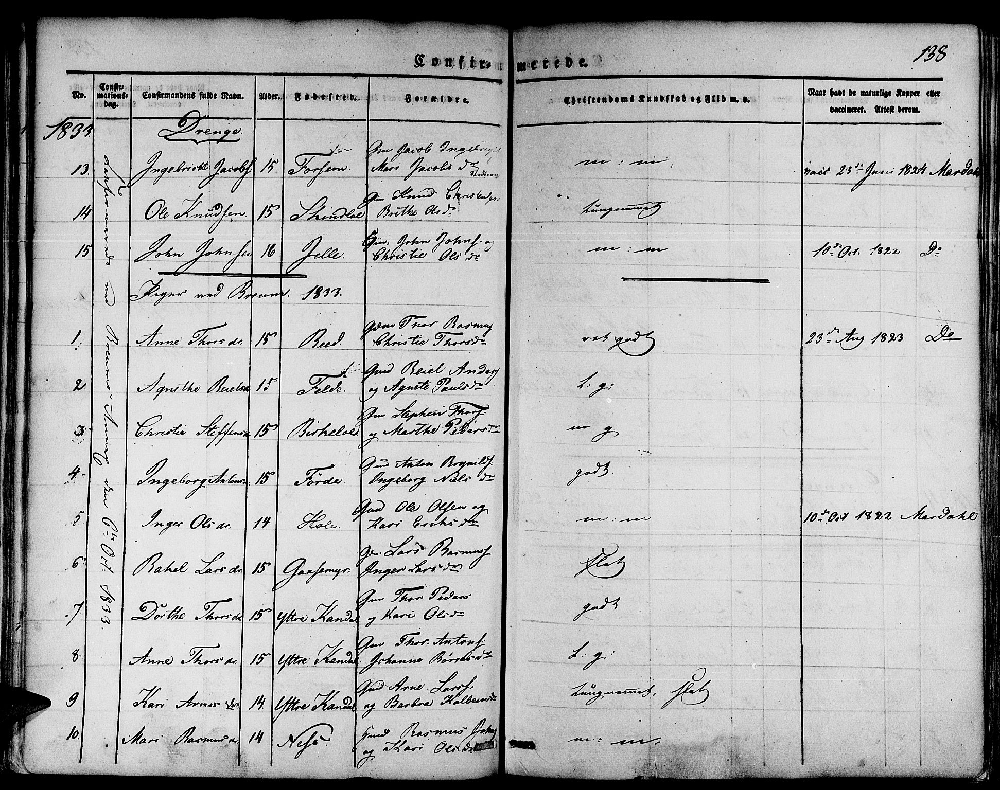 Gloppen sokneprestembete, AV/SAB-A-80101/H/Haa/Haaa/L0007: Parish register (official) no. A 7, 1827-1837, p. 138