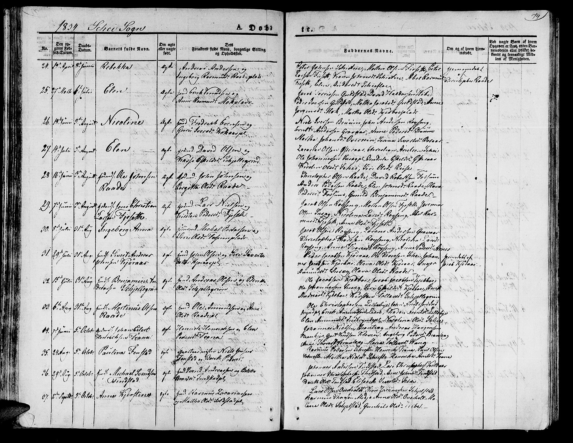 Ministerialprotokoller, klokkerbøker og fødselsregistre - Nord-Trøndelag, SAT/A-1458/735/L0336: Parish register (official) no. 735A05 /2, 1825-1835, p. 74