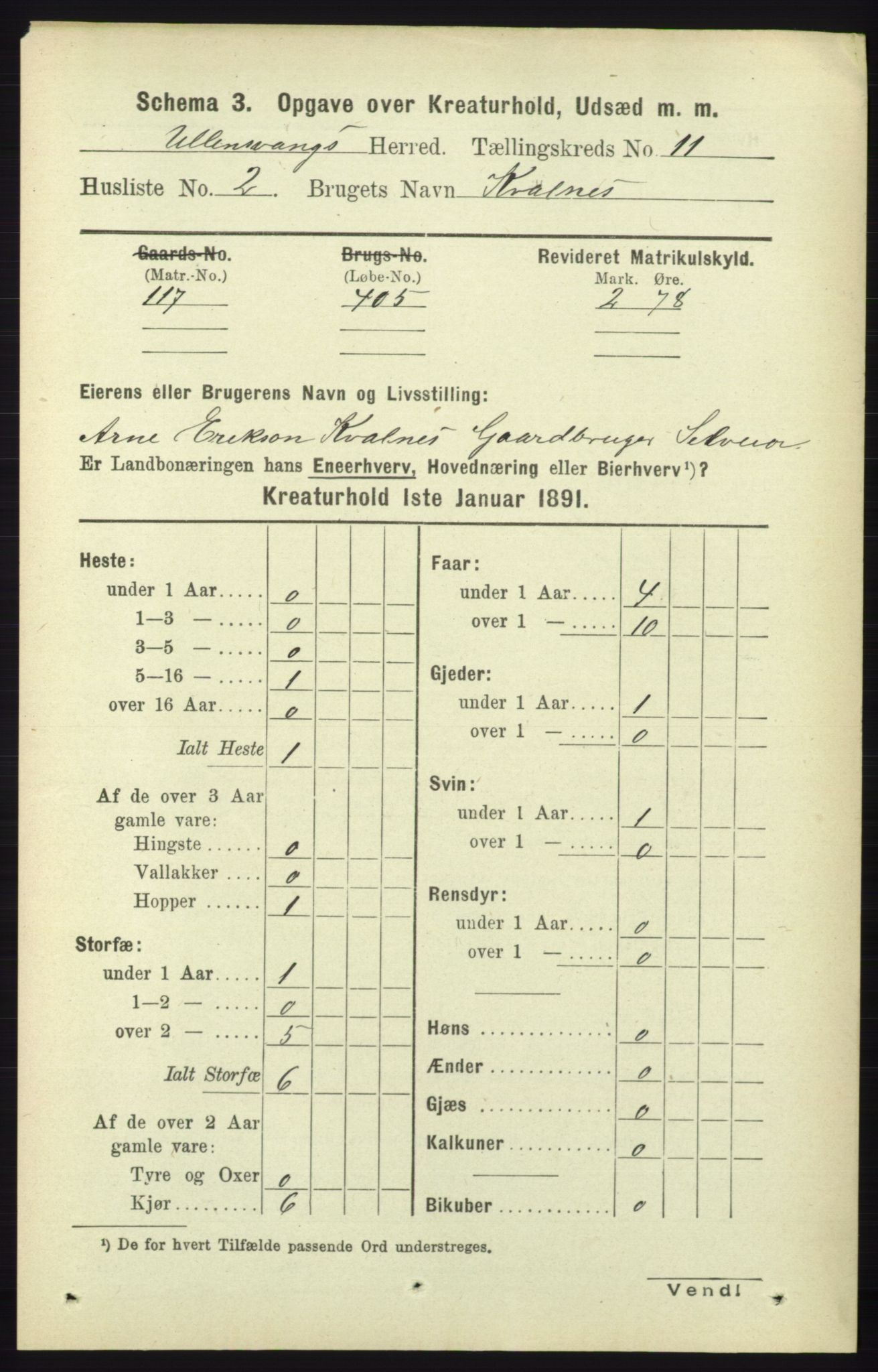 RA, 1891 census for 1230 Ullensvang, 1891, p. 7903