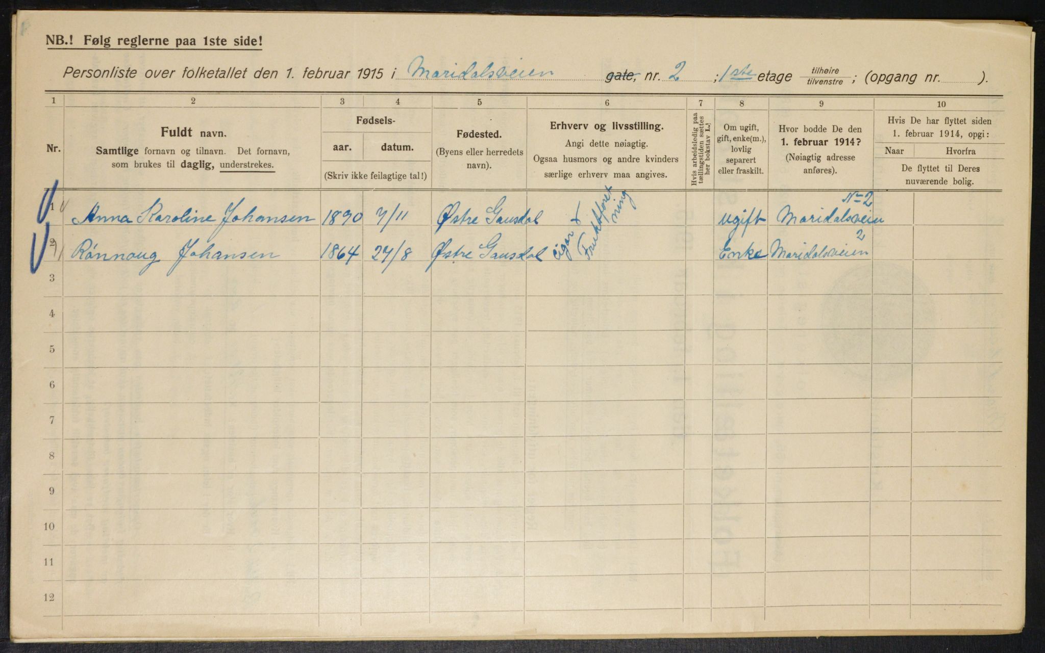 OBA, Municipal Census 1915 for Kristiania, 1915, p. 59980