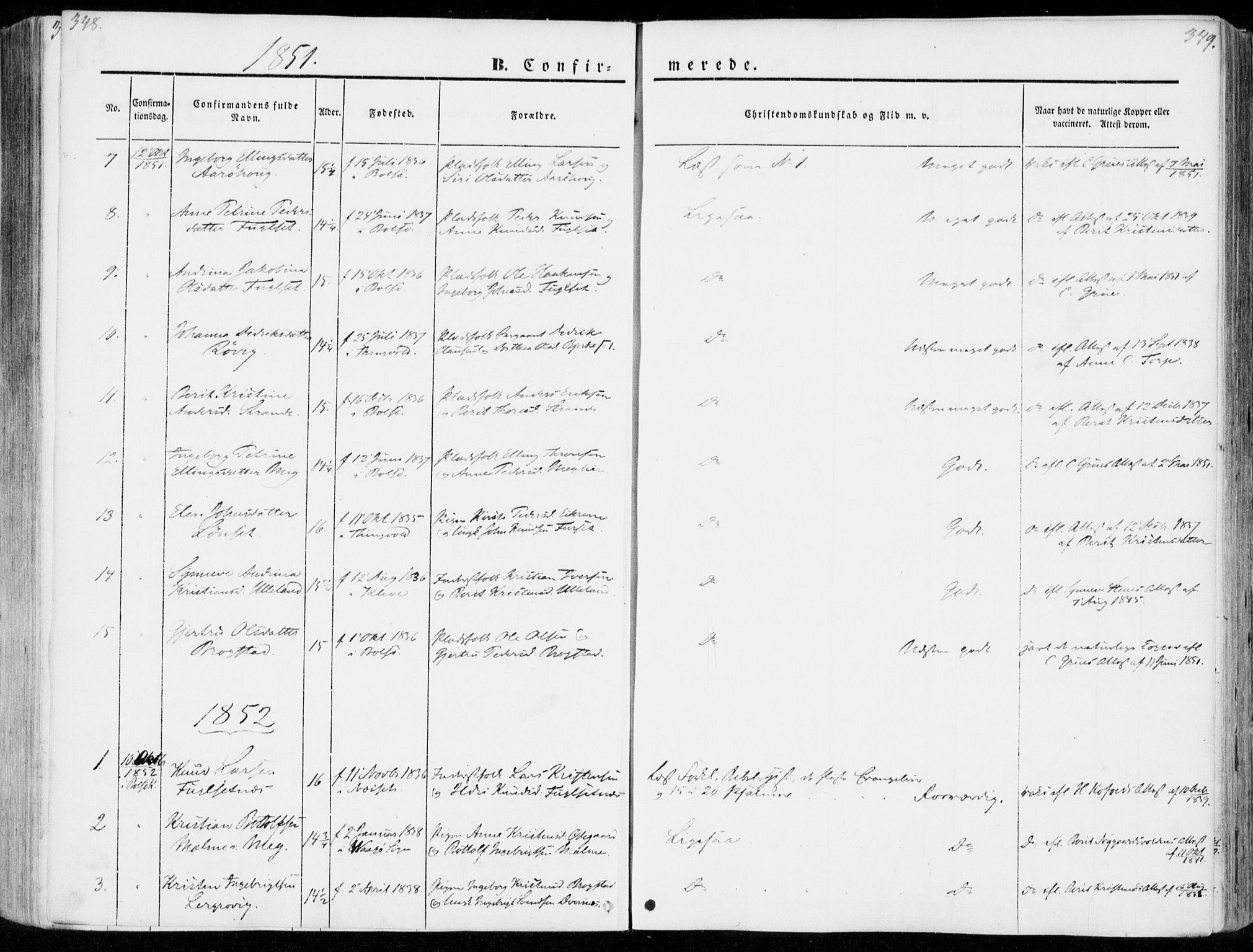 Ministerialprotokoller, klokkerbøker og fødselsregistre - Møre og Romsdal, SAT/A-1454/555/L0653: Parish register (official) no. 555A04, 1843-1869, p. 348-349