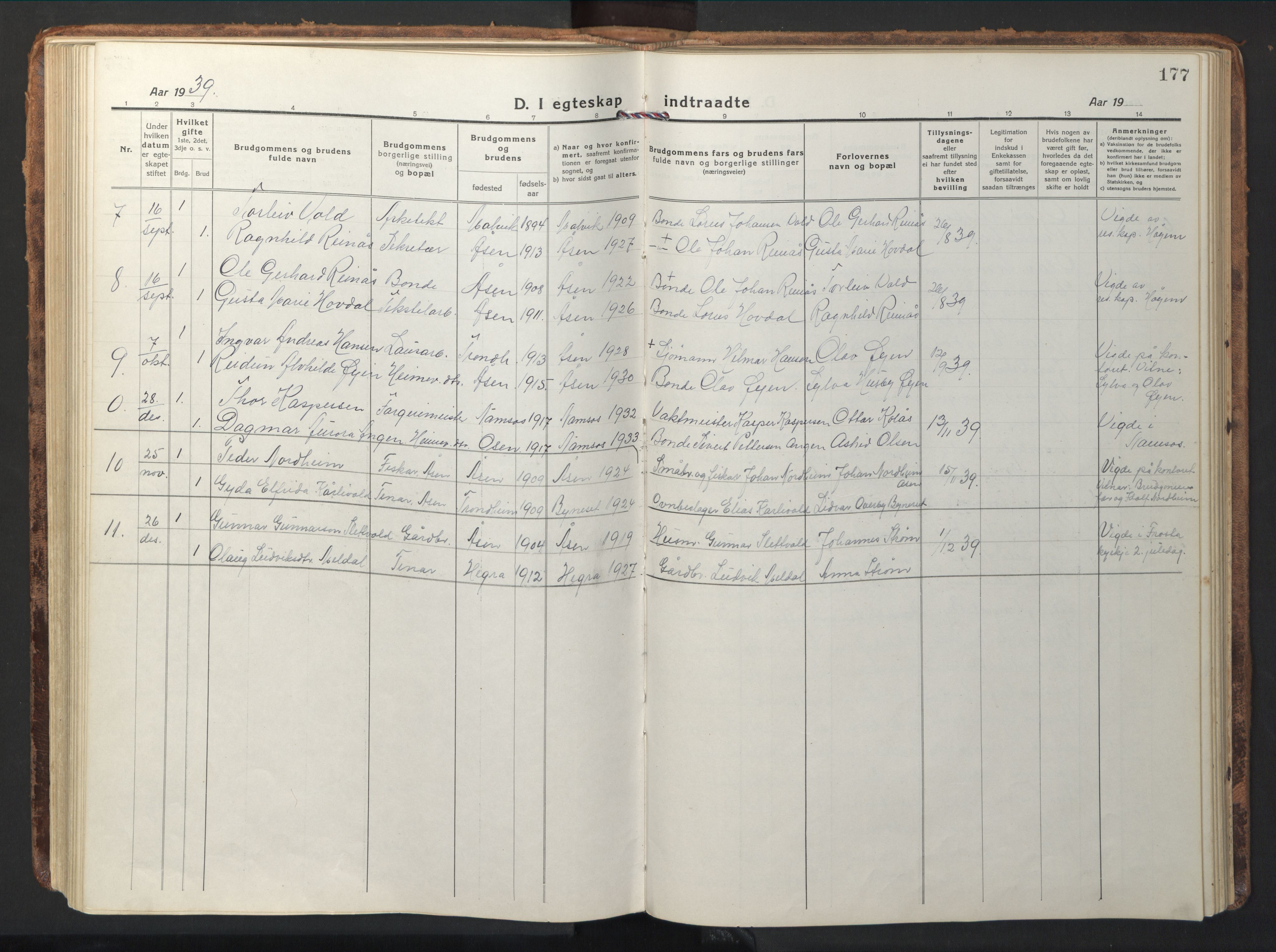 Ministerialprotokoller, klokkerbøker og fødselsregistre - Nord-Trøndelag, SAT/A-1458/714/L0136: Parish register (copy) no. 714C05, 1918-1957, p. 177