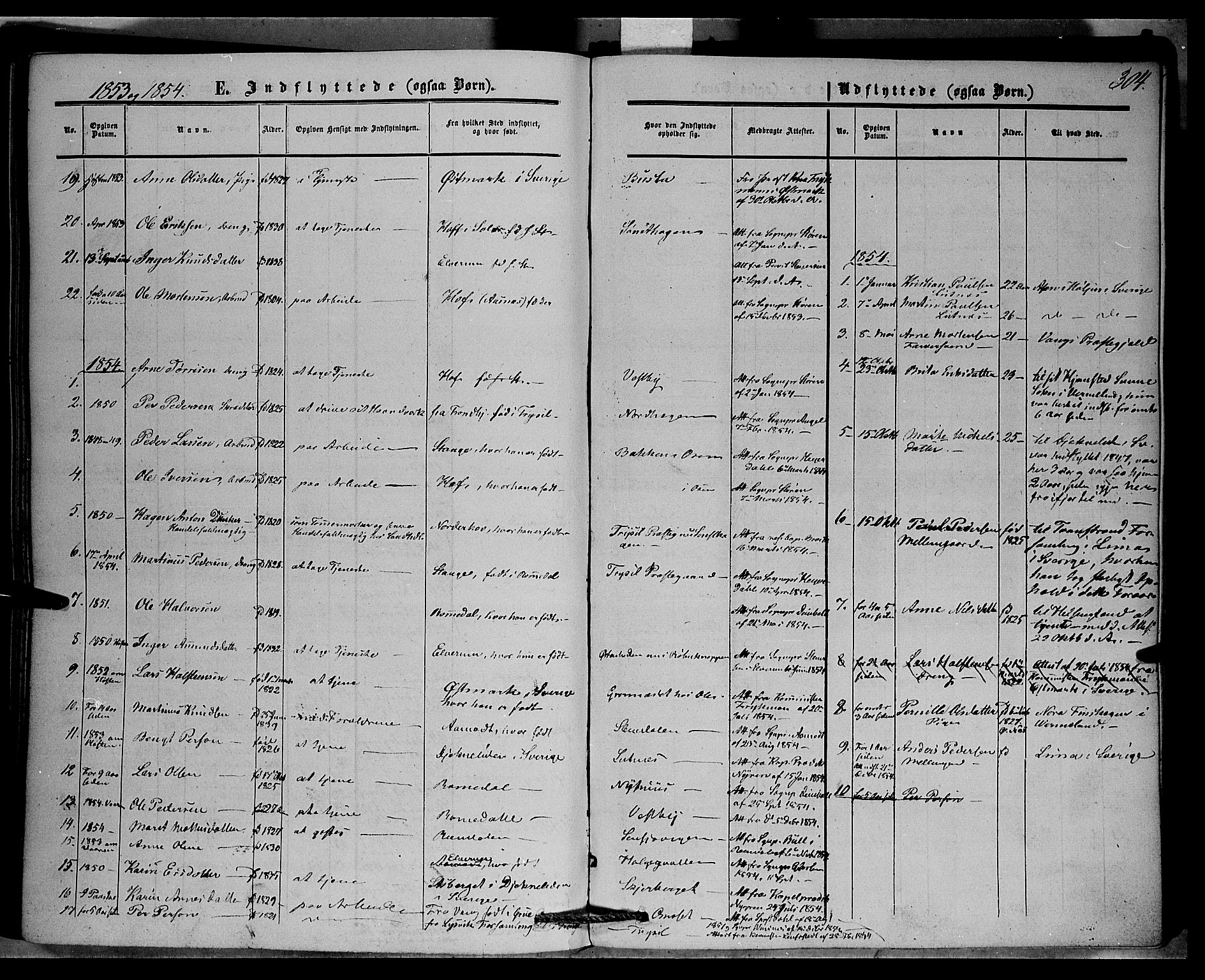 Trysil prestekontor, SAH/PREST-046/H/Ha/Haa/L0005: Parish register (official) no. 5, 1851-1865, p. 304