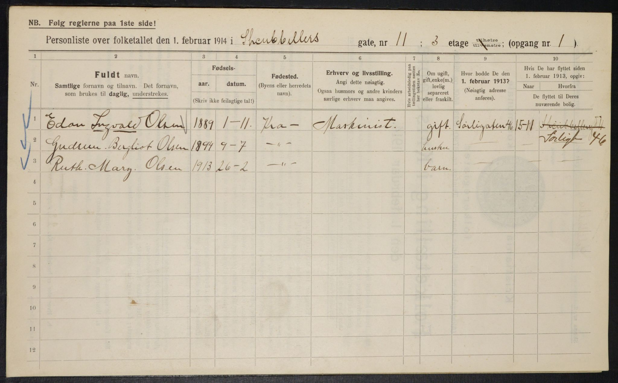 OBA, Municipal Census 1914 for Kristiania, 1914, p. 92749