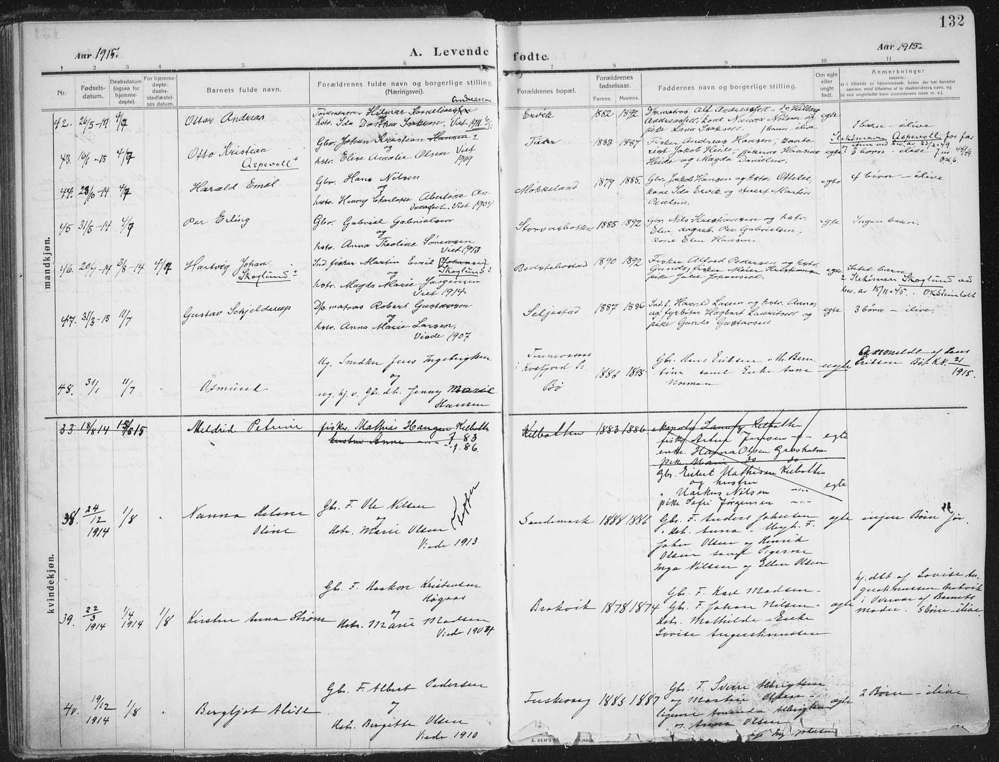 Trondenes sokneprestkontor, SATØ/S-1319/H/Ha/L0018kirke: Parish register (official) no. 18, 1909-1918, p. 132