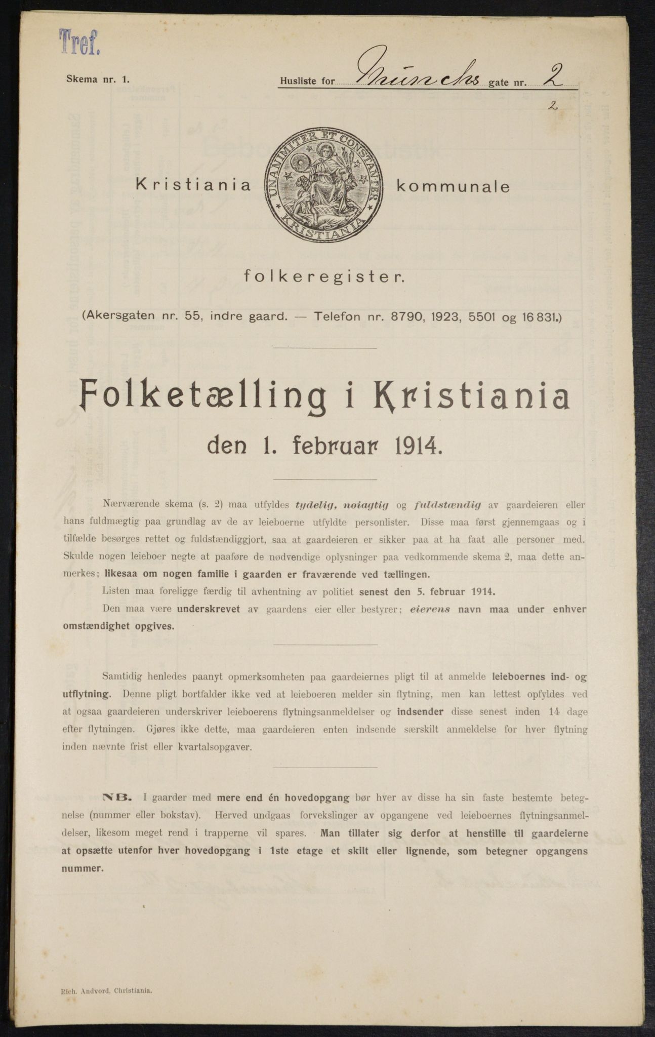 OBA, Municipal Census 1914 for Kristiania, 1914, p. 66608