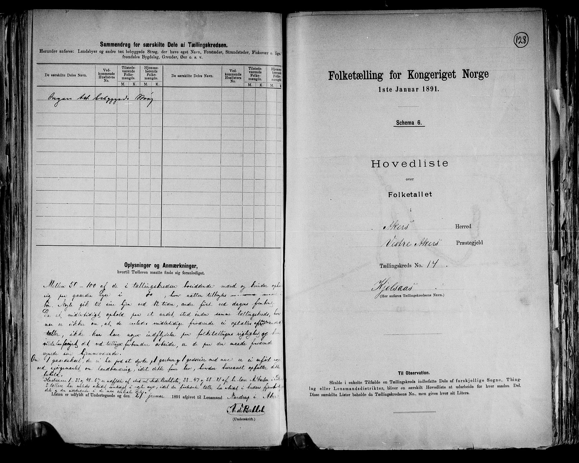 RA, 1891 census for 0218 Aker, 1891, p. 46