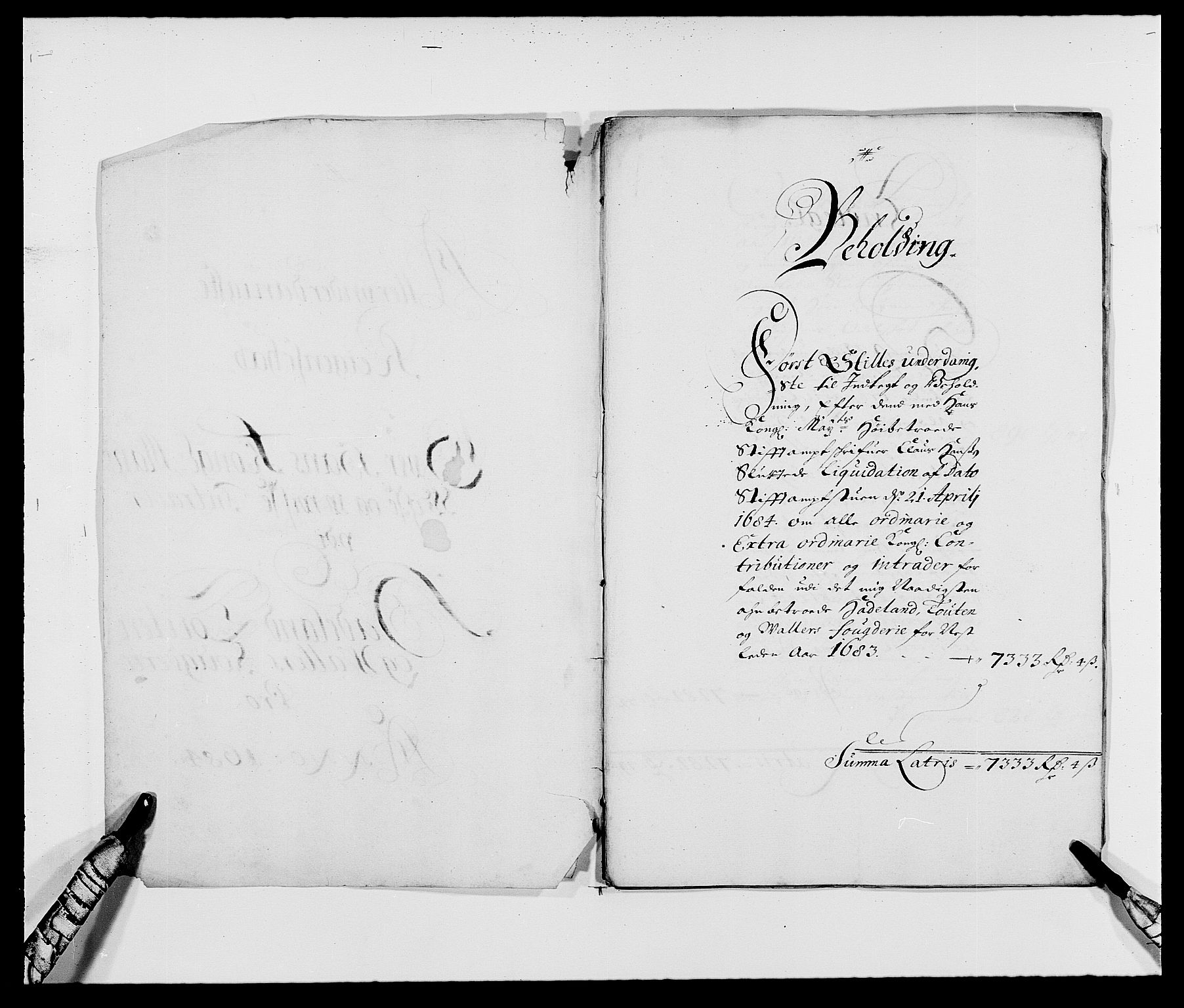 Rentekammeret inntil 1814, Reviderte regnskaper, Fogderegnskap, RA/EA-4092/R18/L1283: Fogderegnskap Hadeland, Toten og Valdres, 1684, p. 3