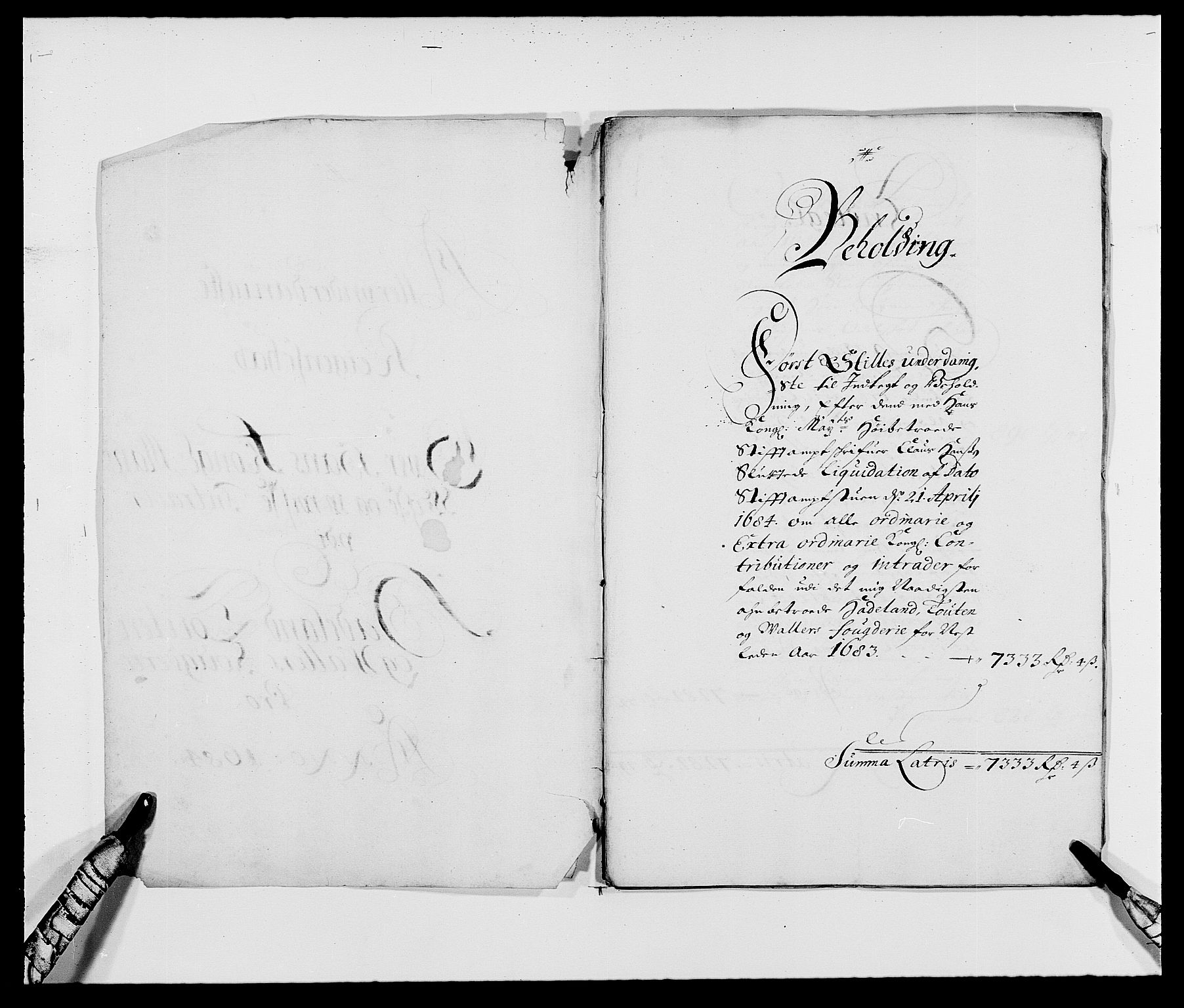 Rentekammeret inntil 1814, Reviderte regnskaper, Fogderegnskap, AV/RA-EA-4092/R18/L1283: Fogderegnskap Hadeland, Toten og Valdres, 1684, p. 3