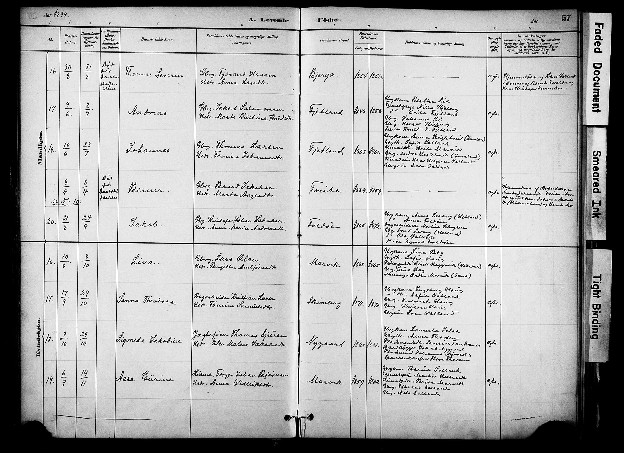 Jelsa sokneprestkontor, AV/SAST-A-101842/01/IV: Parish register (official) no. A 10, 1884-1906, p. 57