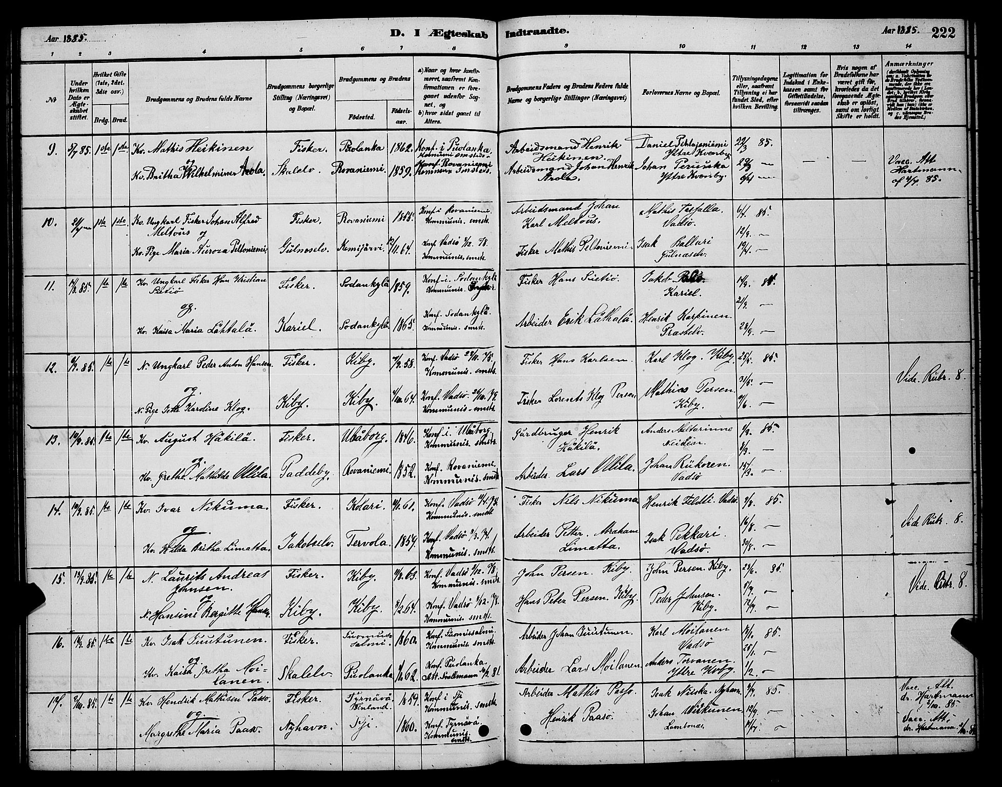 Vadsø sokneprestkontor, AV/SATØ-S-1325/H/Hb/L0003klokker: Parish register (copy) no. 3, 1881-1901, p. 222