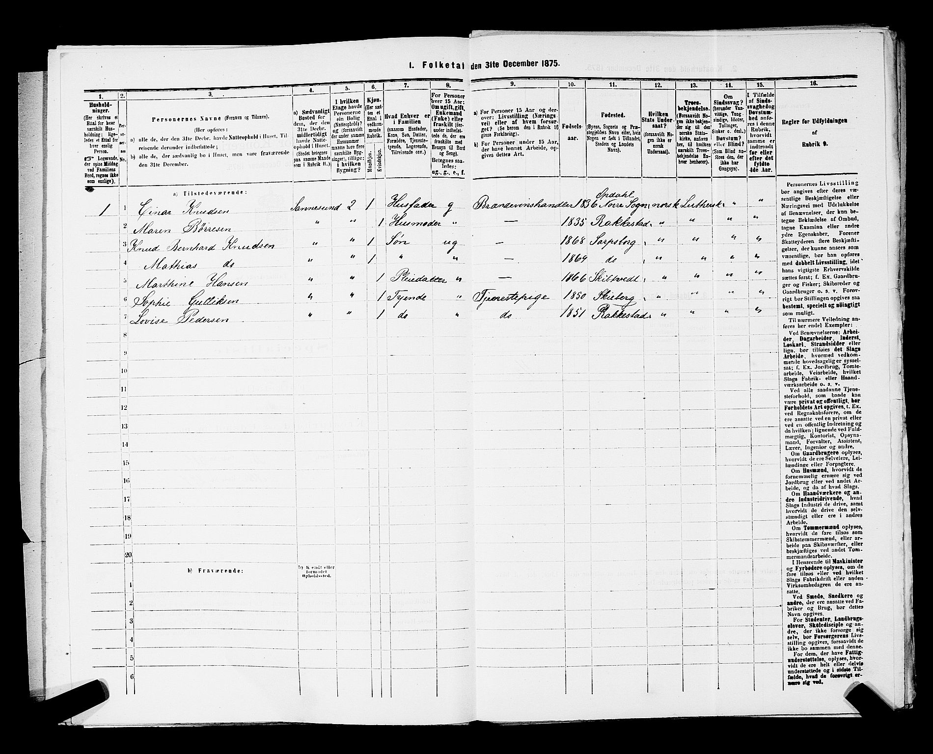 RA, 1875 census for 0102P Sarpsborg, 1875, p. 14