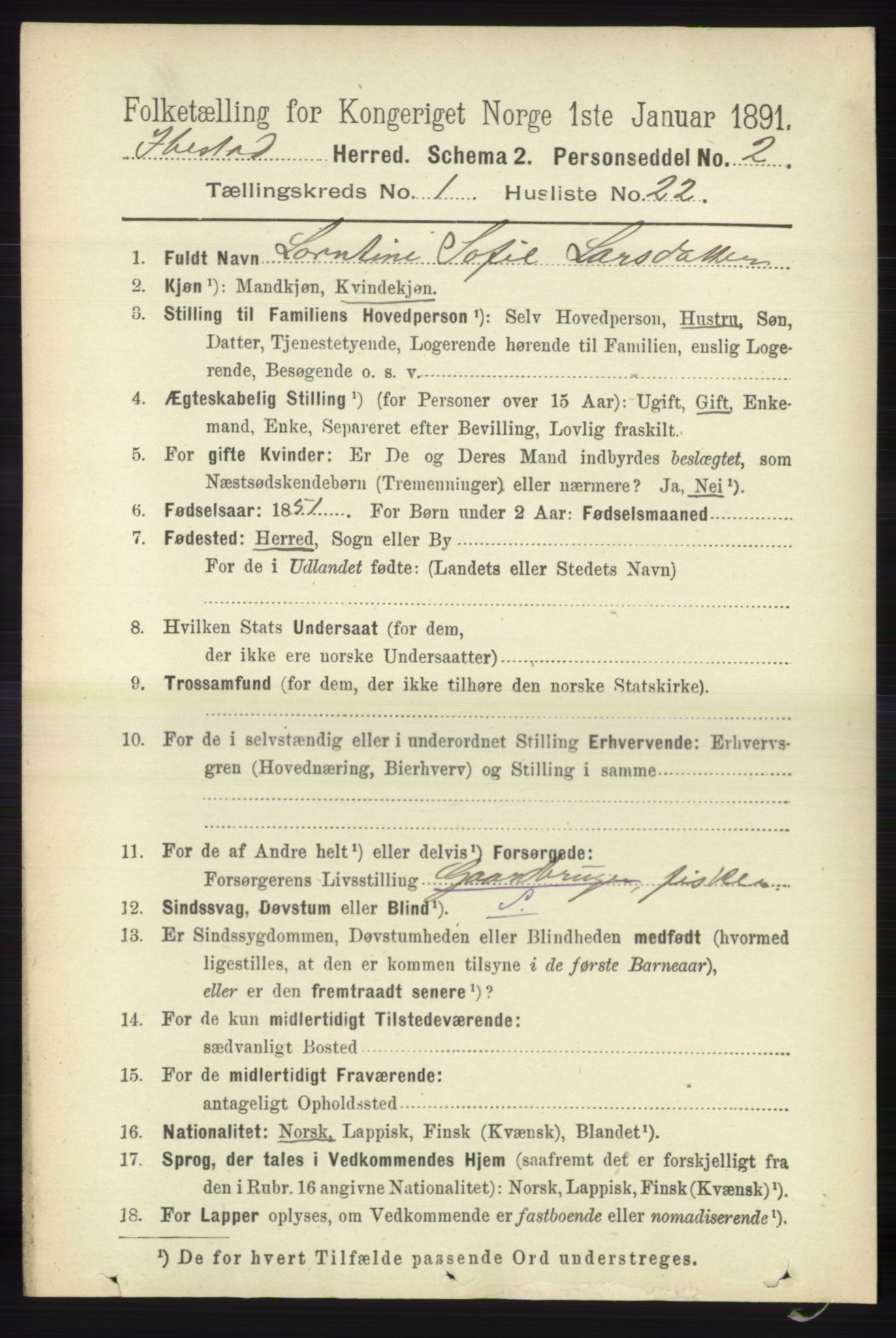 RA, 1891 census for 1917 Ibestad, 1891, p. 275