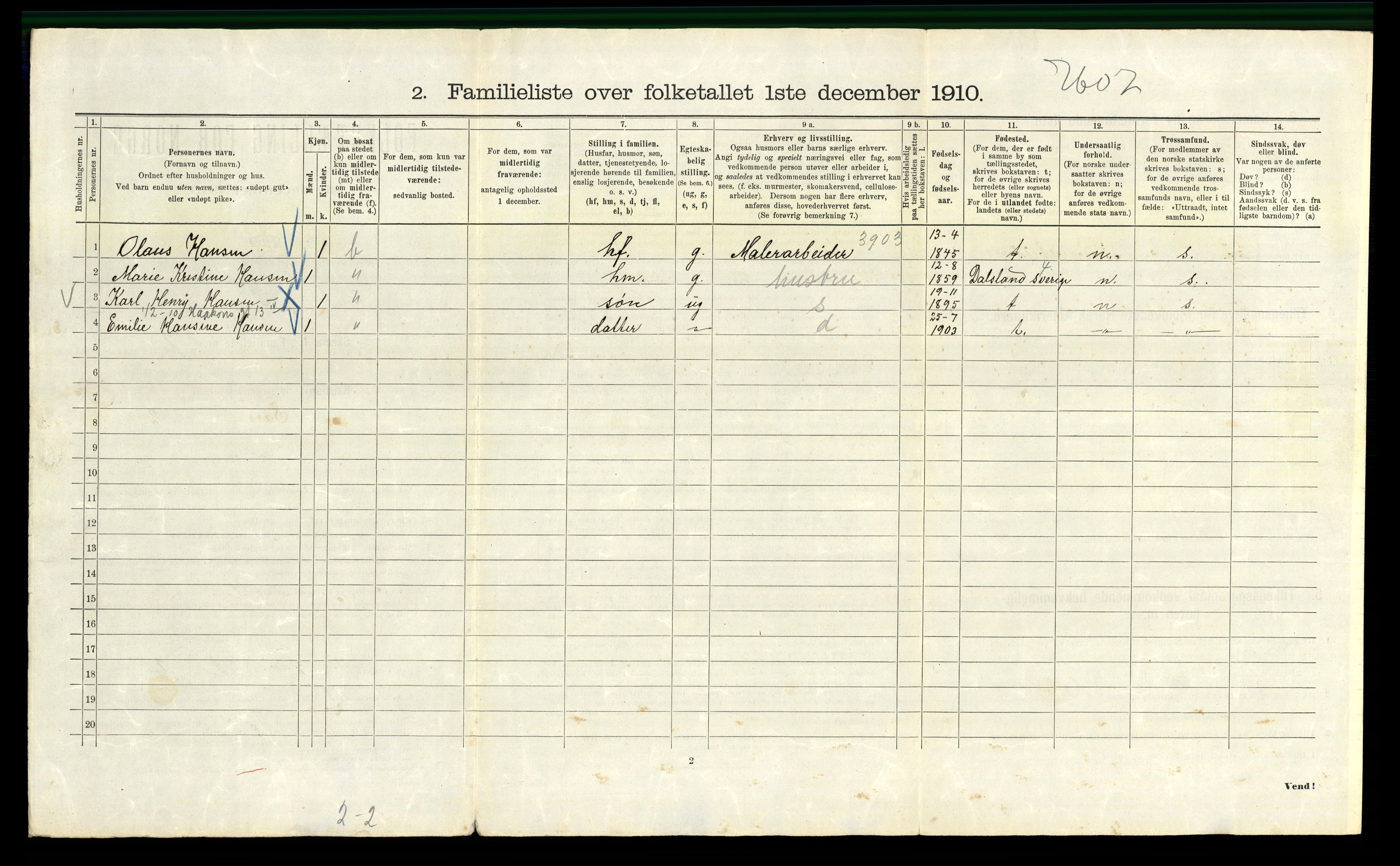 RA, 1910 census for Kristiania, 1910, p. 85284