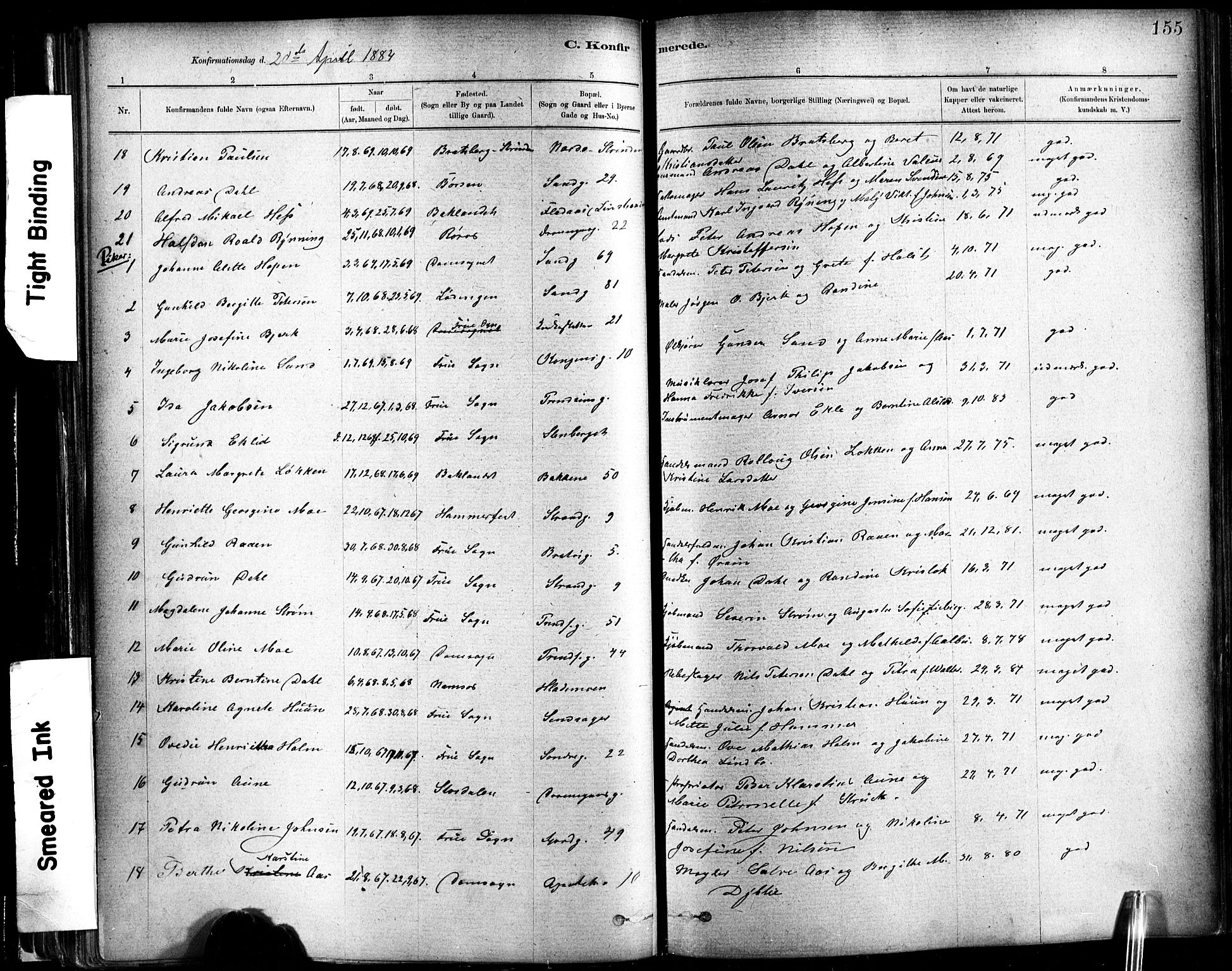 Ministerialprotokoller, klokkerbøker og fødselsregistre - Sør-Trøndelag, SAT/A-1456/602/L0119: Parish register (official) no. 602A17, 1880-1901, p. 155
