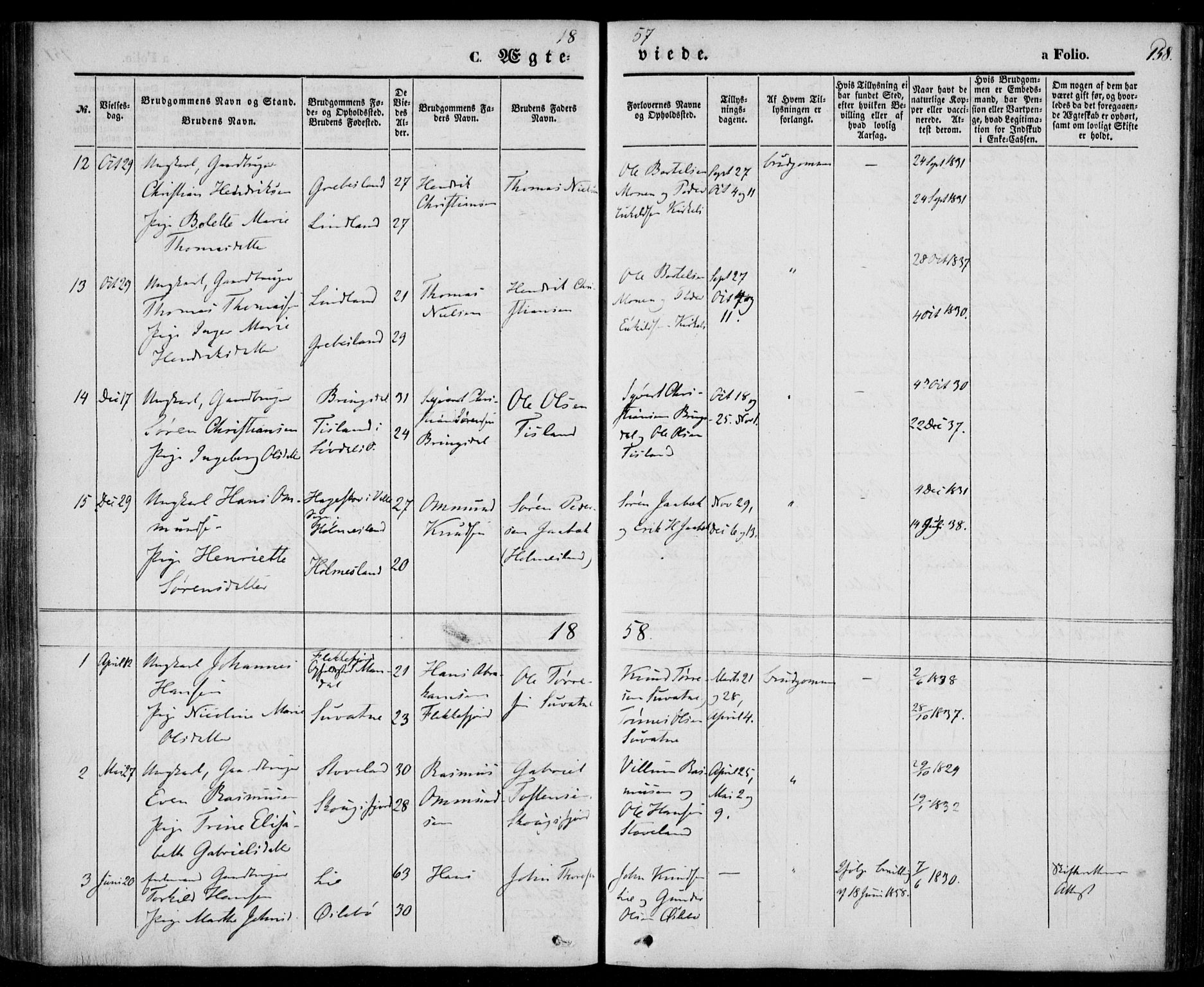 Holum sokneprestkontor, AV/SAK-1111-0022/F/Fa/Faa/L0005: Parish register (official) no. A 5, 1850-1864, p. 158