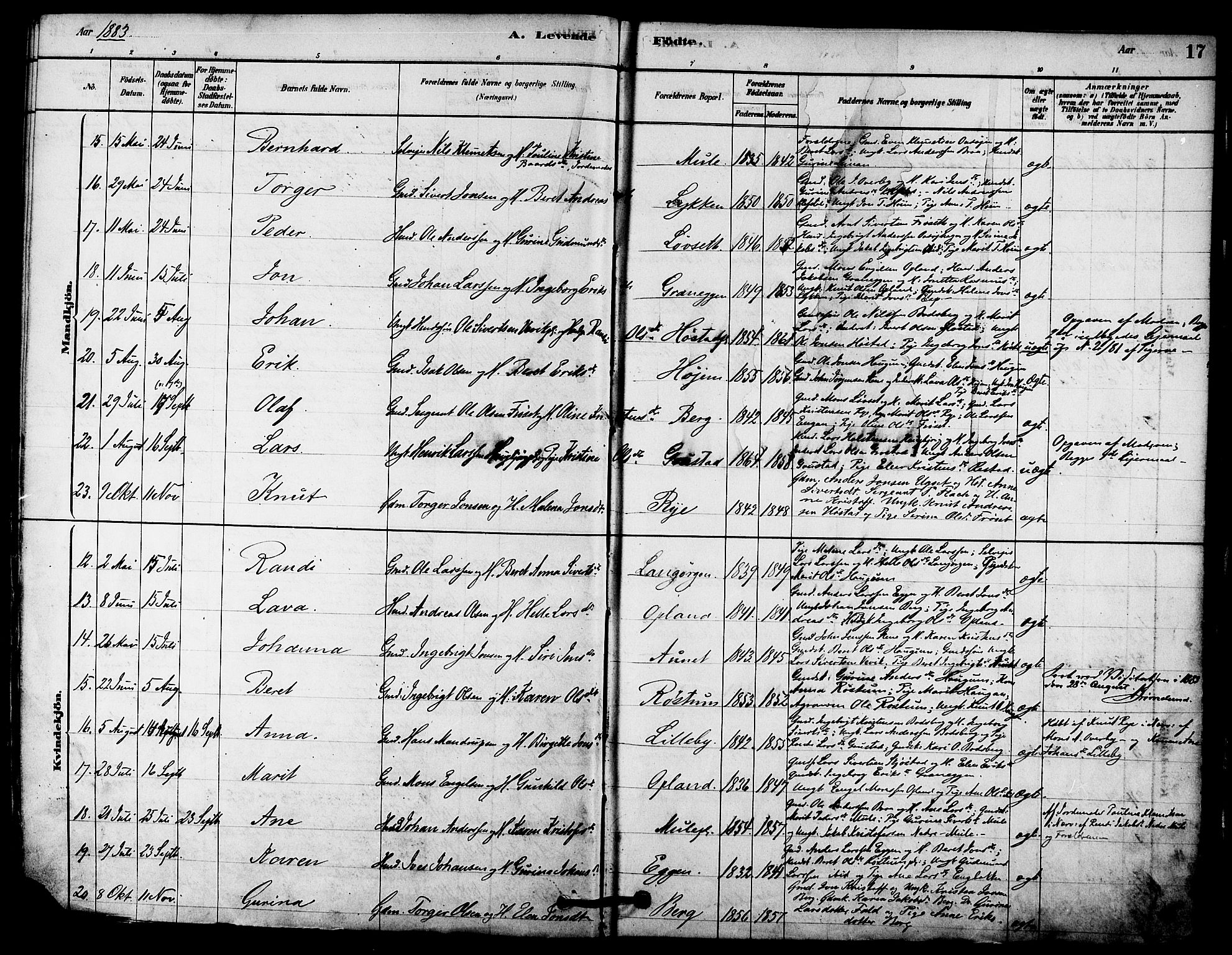 Ministerialprotokoller, klokkerbøker og fødselsregistre - Sør-Trøndelag, AV/SAT-A-1456/612/L0378: Parish register (official) no. 612A10, 1878-1897, p. 17