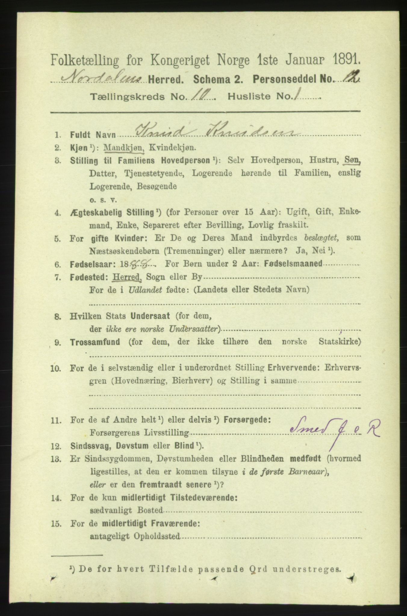 RA, 1891 census for 1524 Norddal, 1891, p. 2208