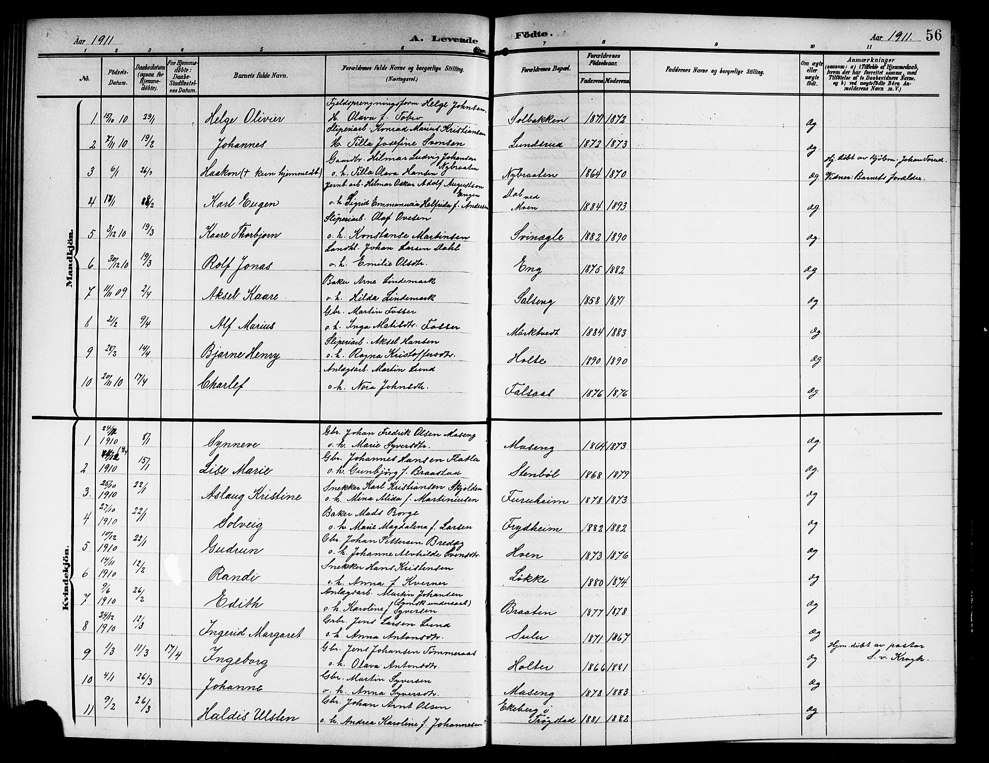 Askim prestekontor Kirkebøker, SAO/A-10900/G/Ga/L0002: Parish register (copy) no. 2, 1903-1921, p. 56