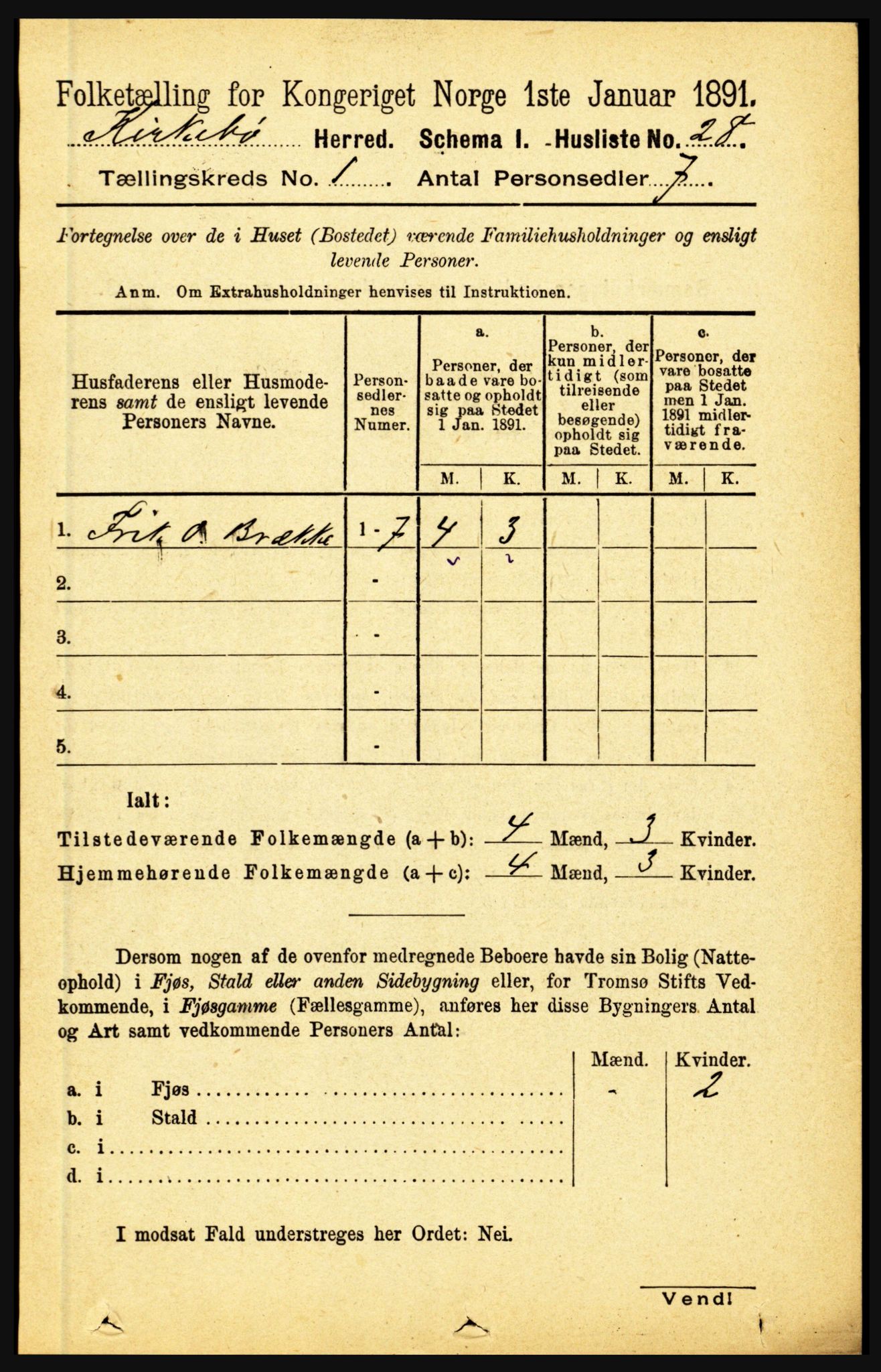 RA, 1891 census for 1416 Kyrkjebø, 1891, p. 47