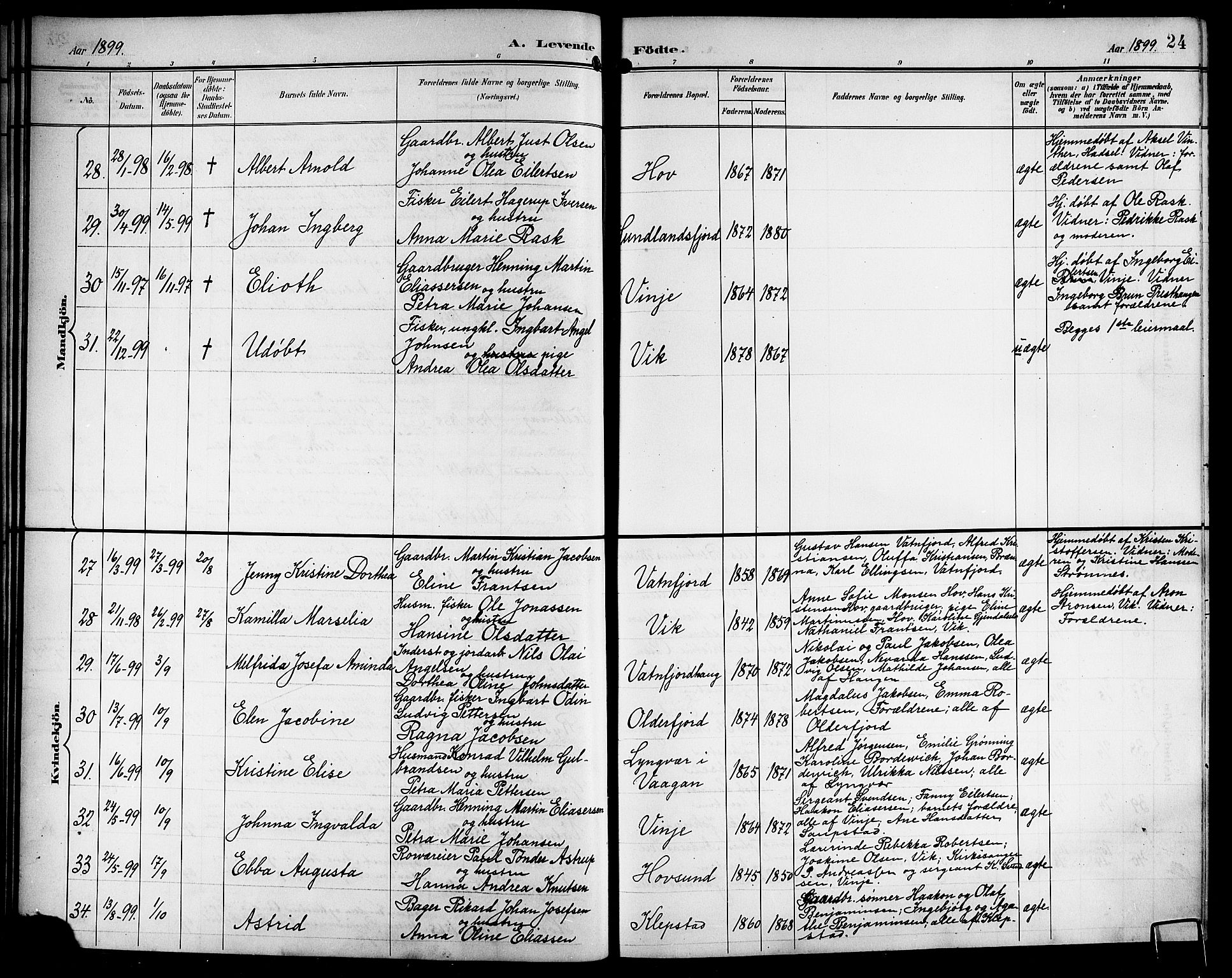 Ministerialprotokoller, klokkerbøker og fødselsregistre - Nordland, AV/SAT-A-1459/876/L1105: Parish register (copy) no. 876C04, 1896-1914, p. 24