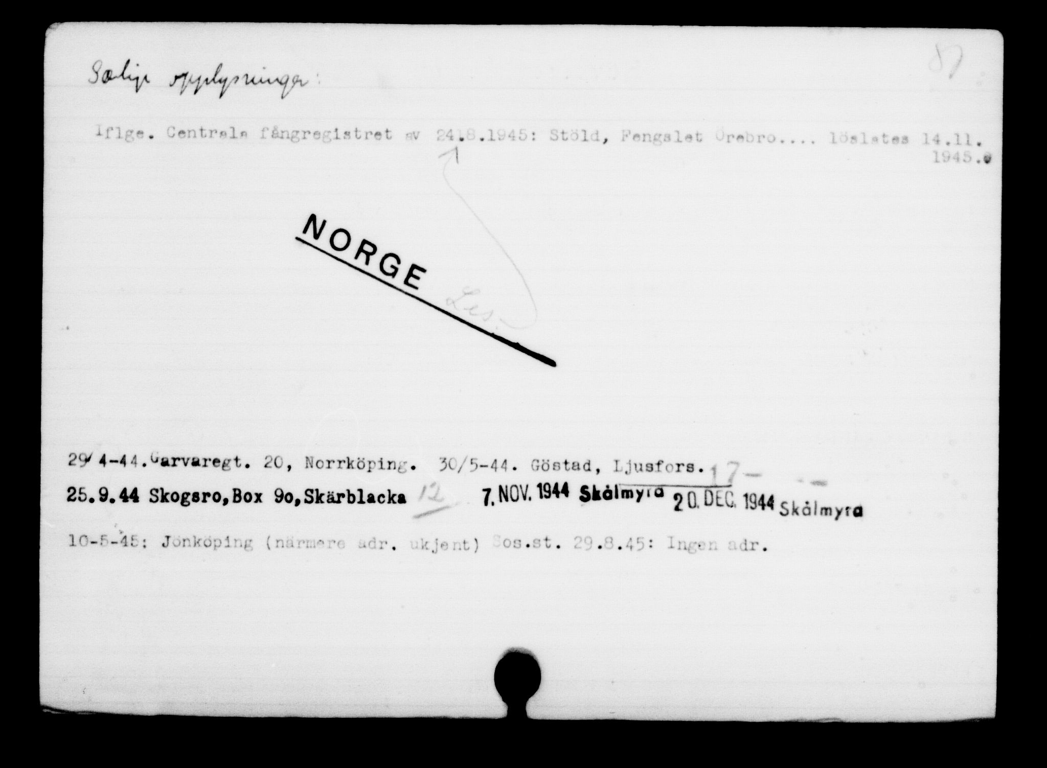 Den Kgl. Norske Legasjons Flyktningskontor, AV/RA-S-6753/V/Va/L0001: Kjesäterkartoteket. Flyktningenr. 1-1000, 1940-1945, p. 887