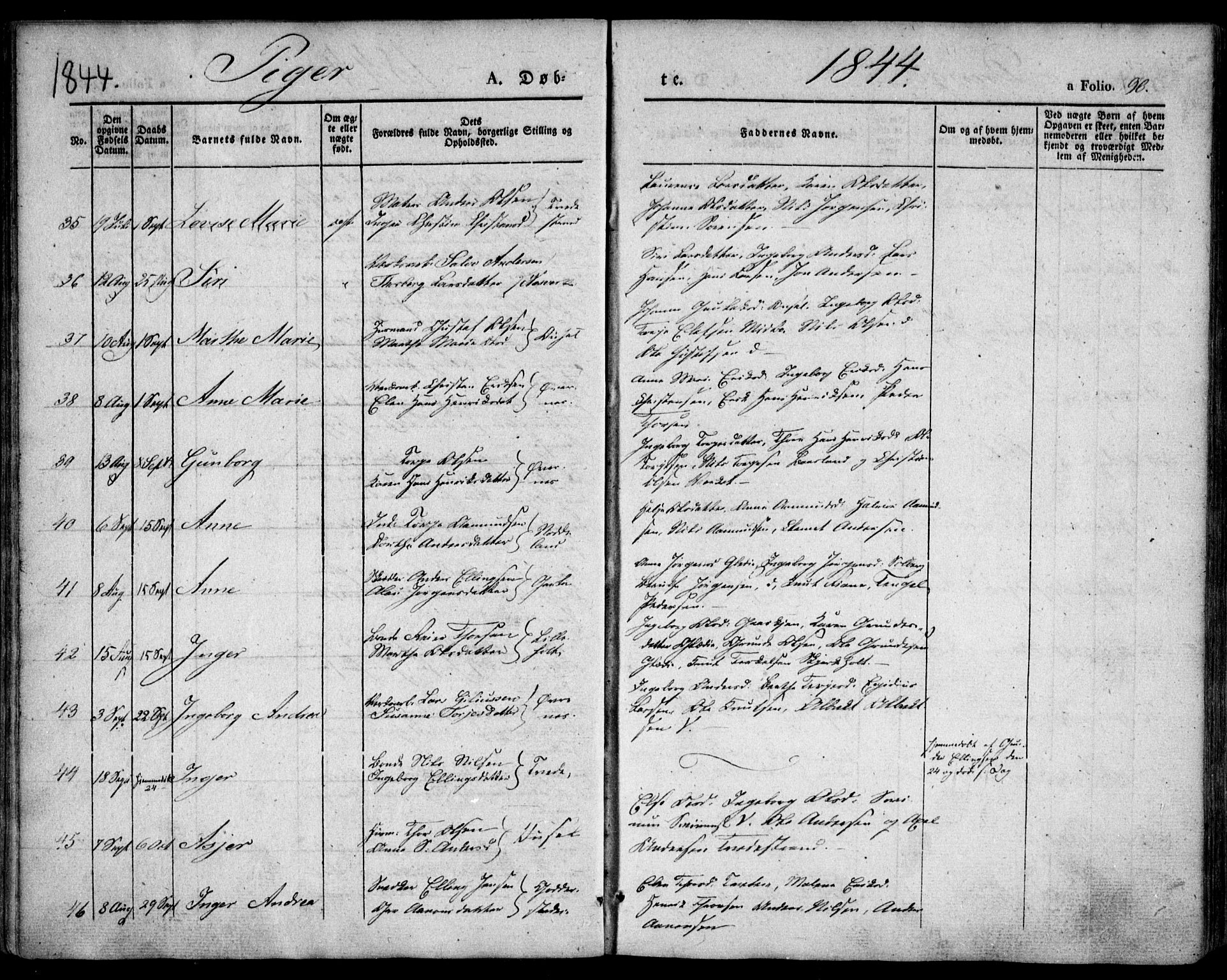 Holt sokneprestkontor, SAK/1111-0021/F/Fa/L0007: Parish register (official) no. A 7, 1836-1848, p. 96
