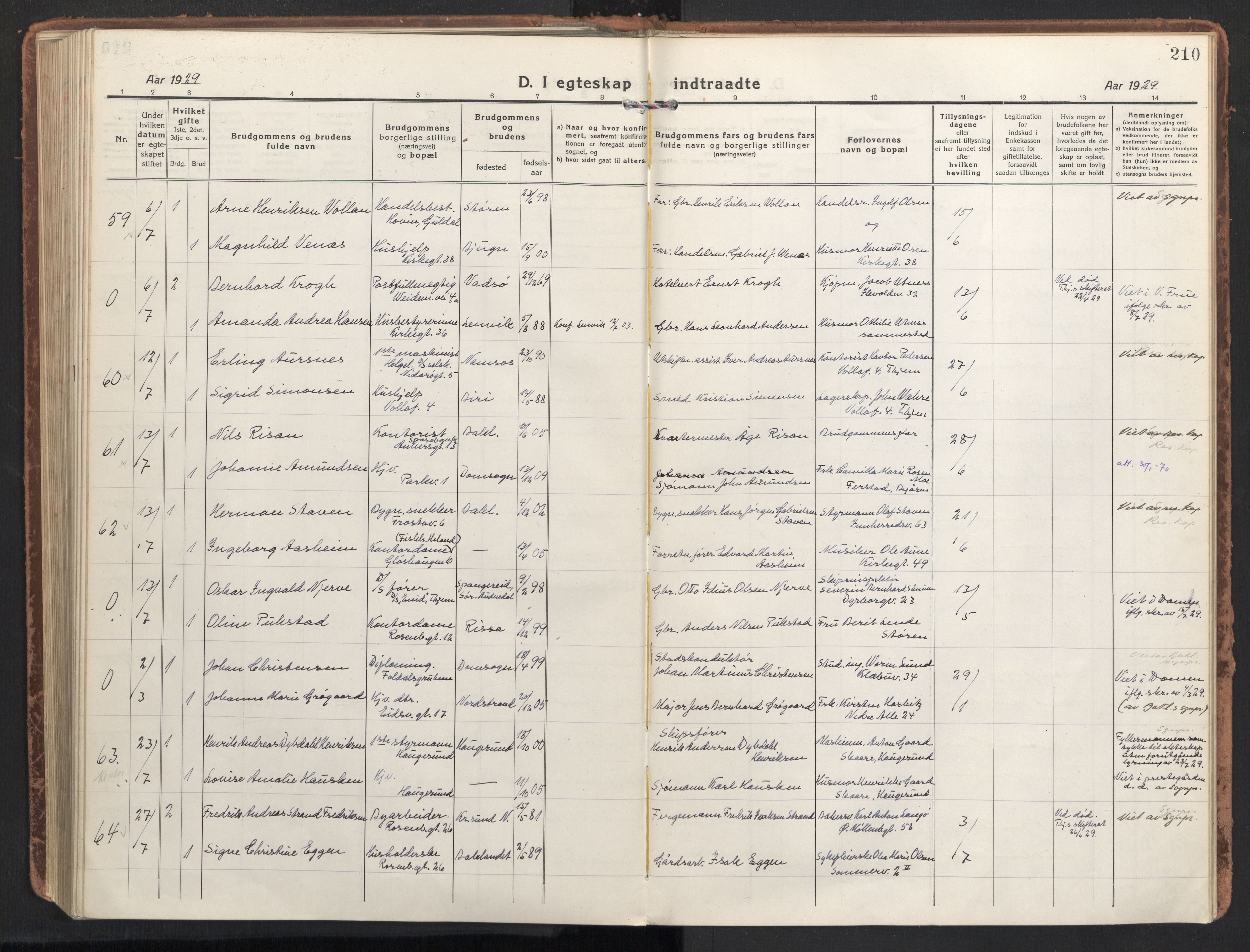 Ministerialprotokoller, klokkerbøker og fødselsregistre - Sør-Trøndelag, AV/SAT-A-1456/604/L0206: Parish register (official) no. 604A26, 1917-1931, p. 210