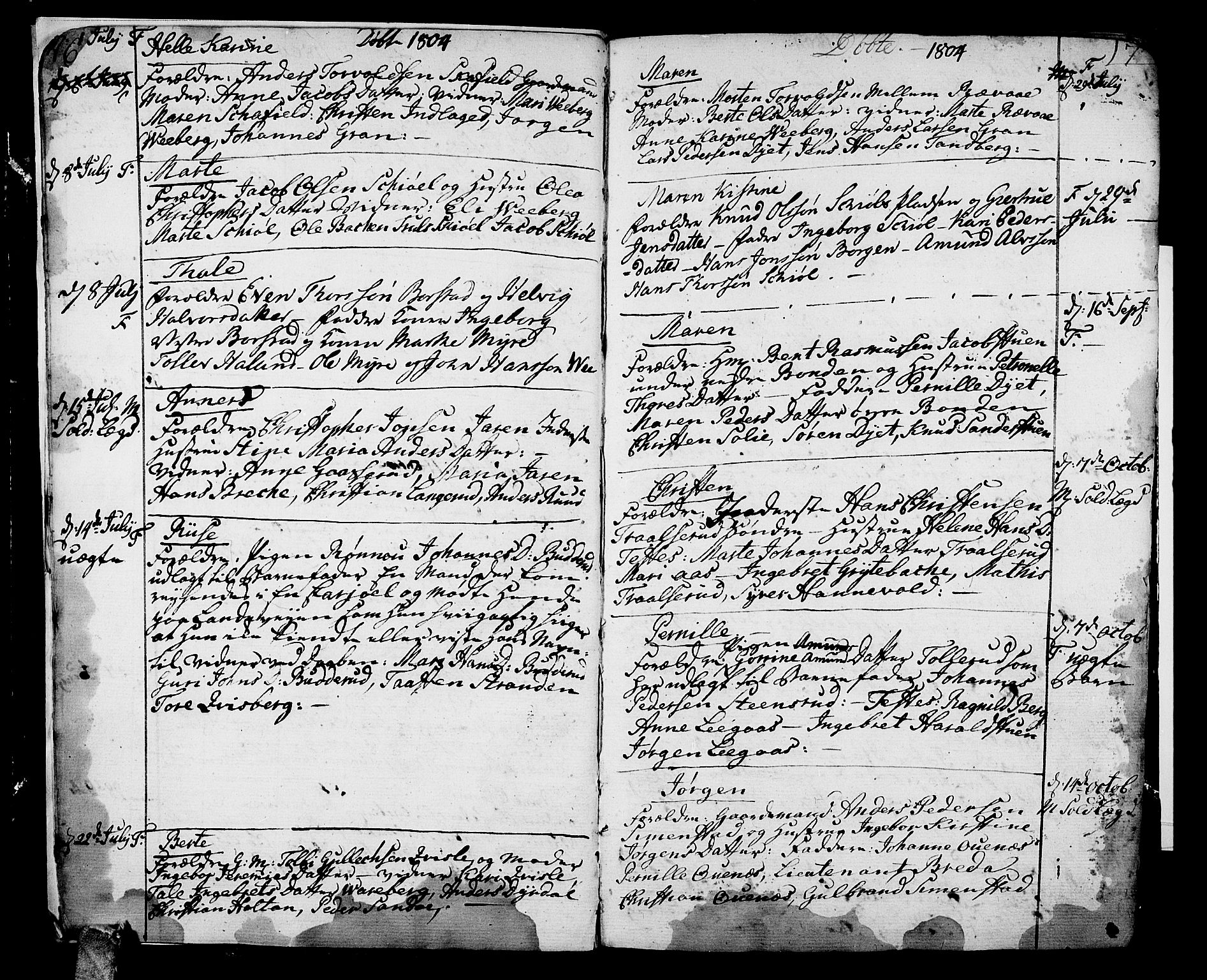 Sande Kirkebøker, AV/SAKO-A-53/F/Fa/L0002: Parish register (official) no. 2, 1804-1814, p. 6-7