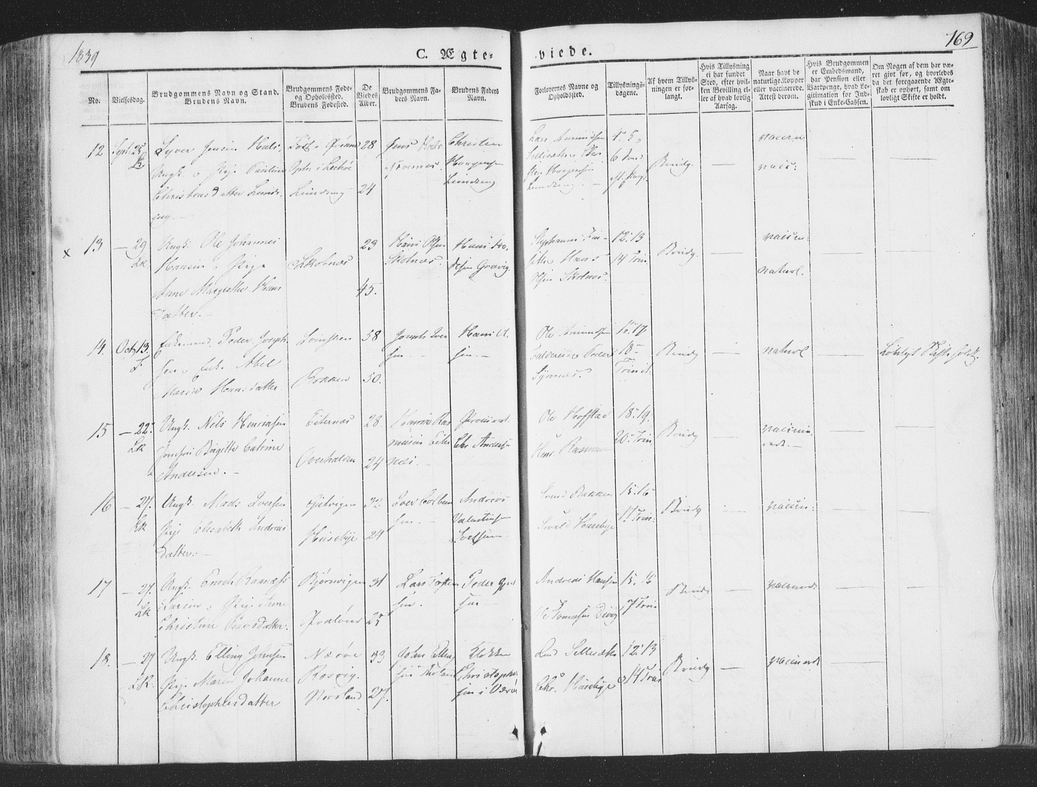 Ministerialprotokoller, klokkerbøker og fødselsregistre - Nord-Trøndelag, AV/SAT-A-1458/780/L0639: Parish register (official) no. 780A04, 1830-1844, p. 169