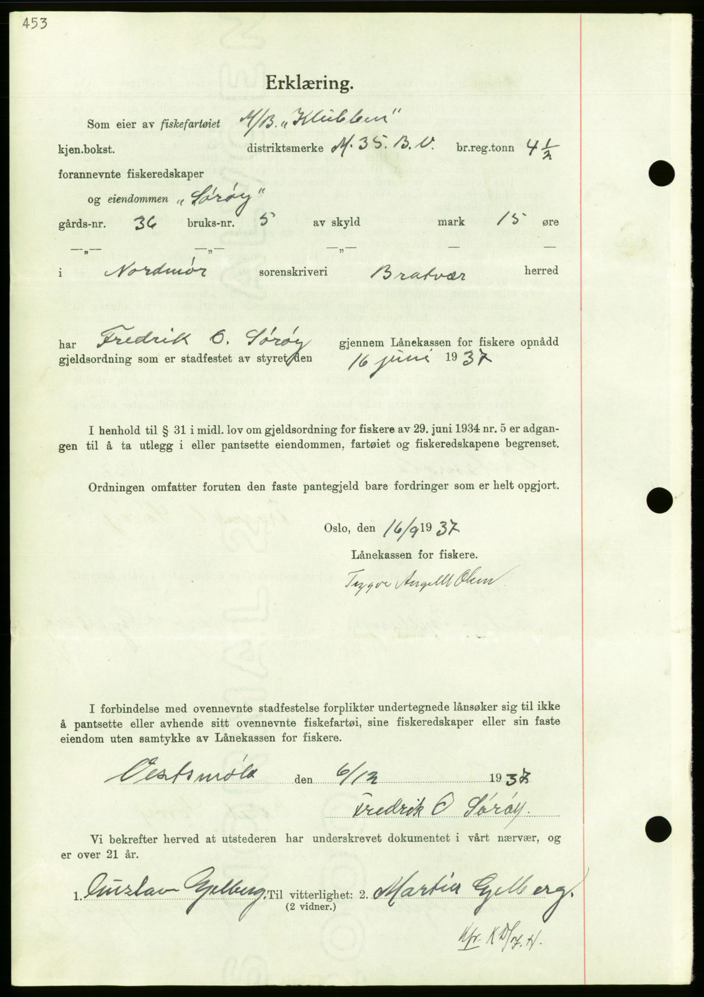 Nordmøre sorenskriveri, AV/SAT-A-4132/1/2/2Ca/L0092: Mortgage book no. B82, 1937-1938, Diary no: : 3068/1937