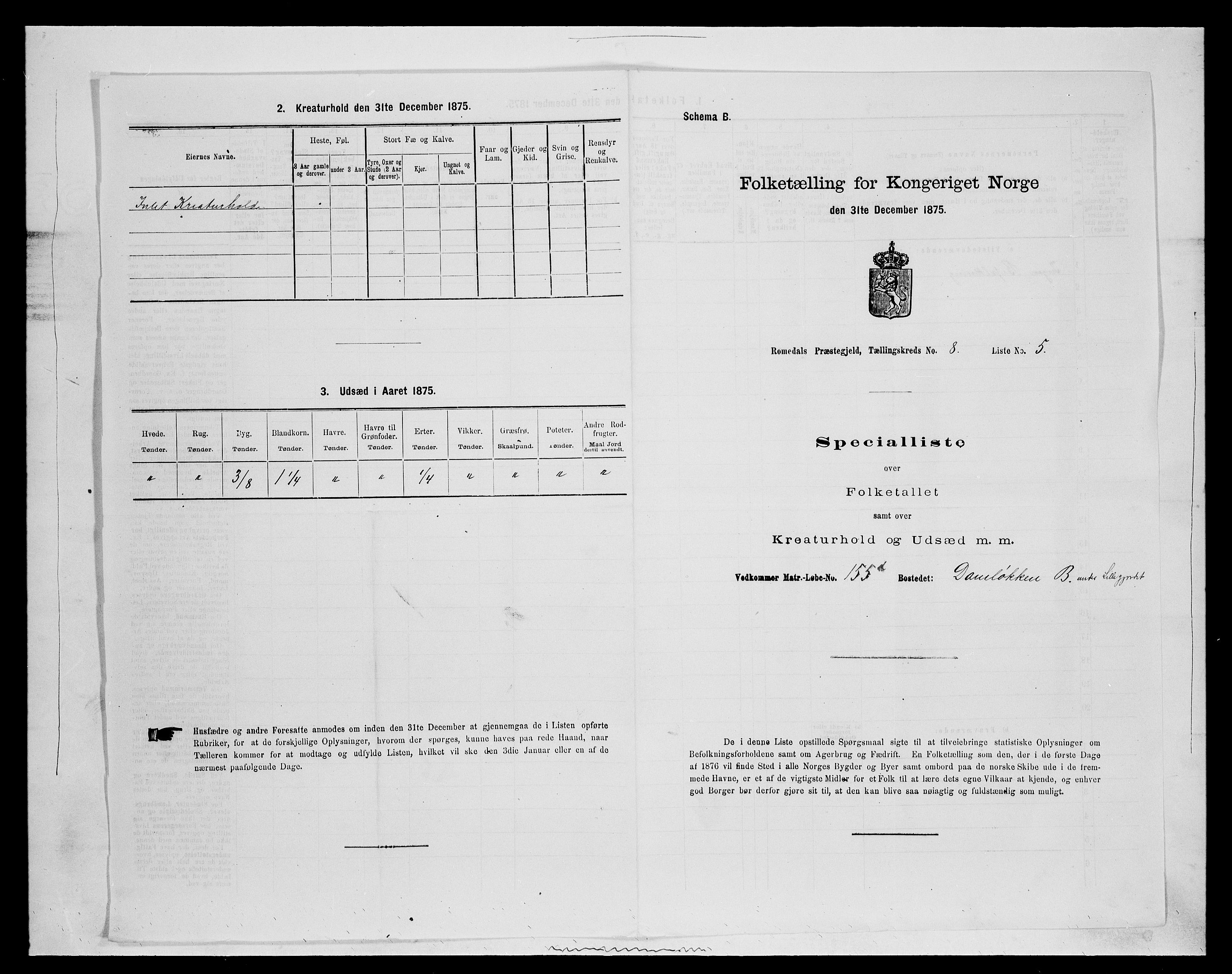 SAH, 1875 census for 0416P Romedal, 1875, p. 1214