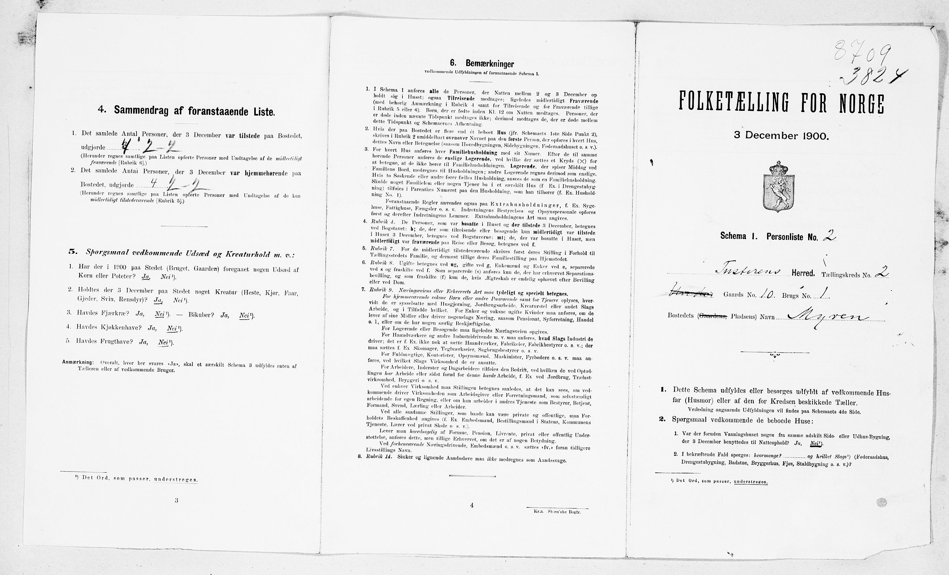 SAT, 1900 census for Tustna, 1900, p. 20